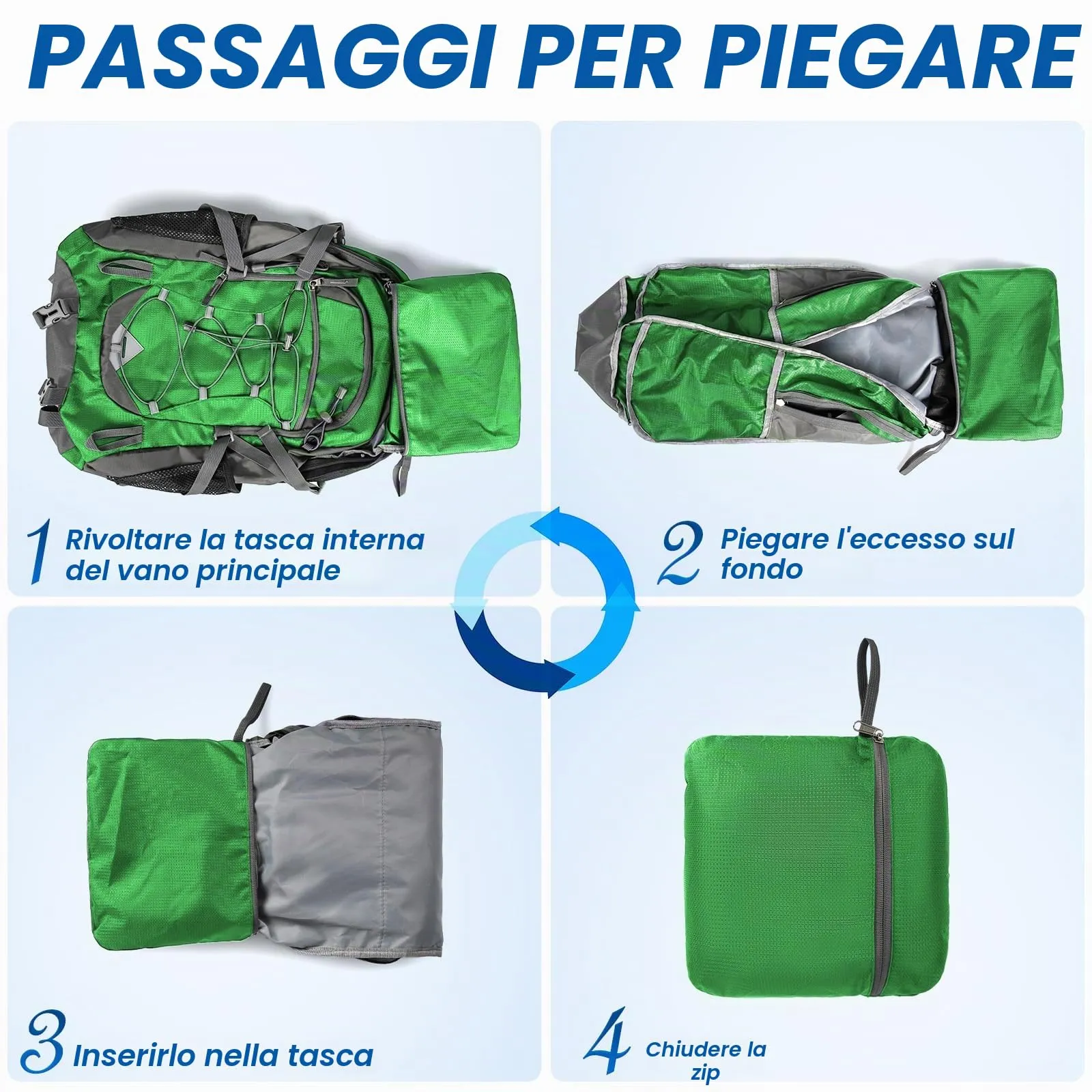 IGOLUMON Zaino Trekking 40 Litri Ultraleggero Pieghevole Impermeabile con Strisce Riflettenti - immagine 6