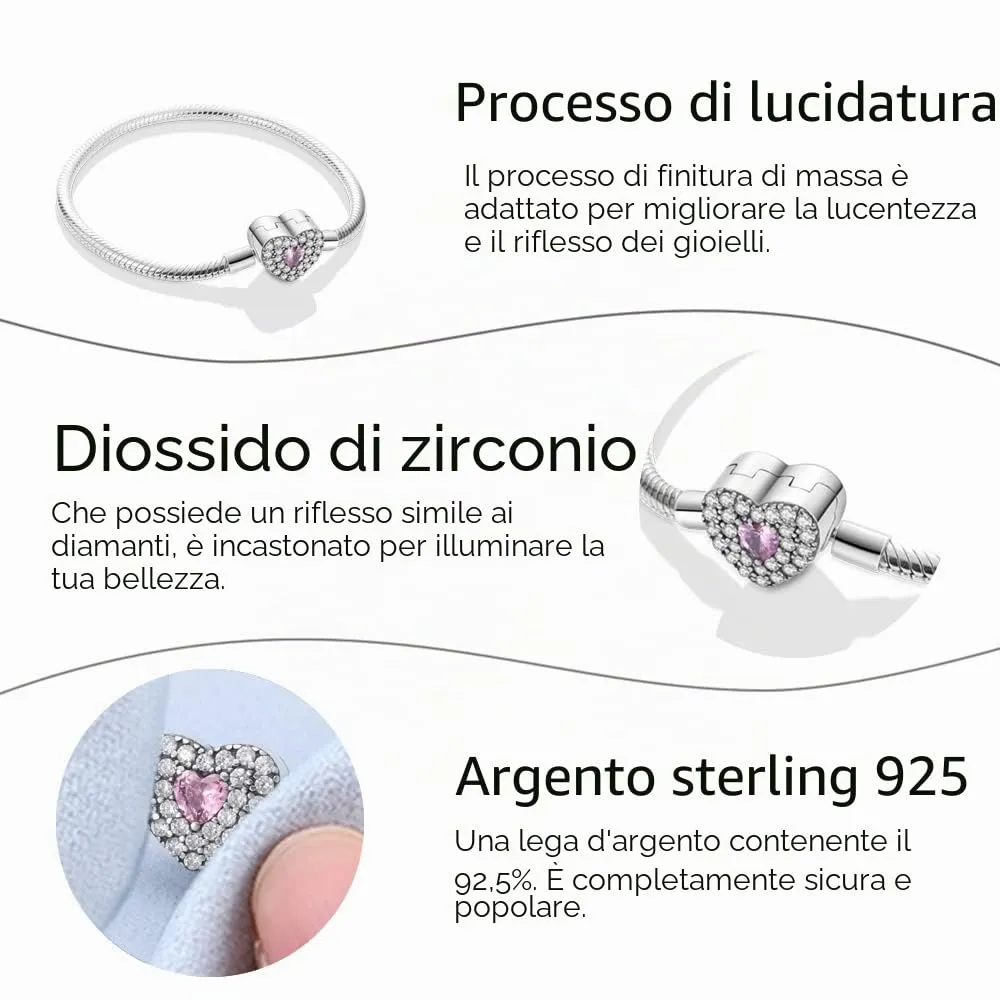 KUNSIR Moments Bracciale Donna Snake in Argento Sterling 925 Compatibile con Pandora 20cm - immagine 4