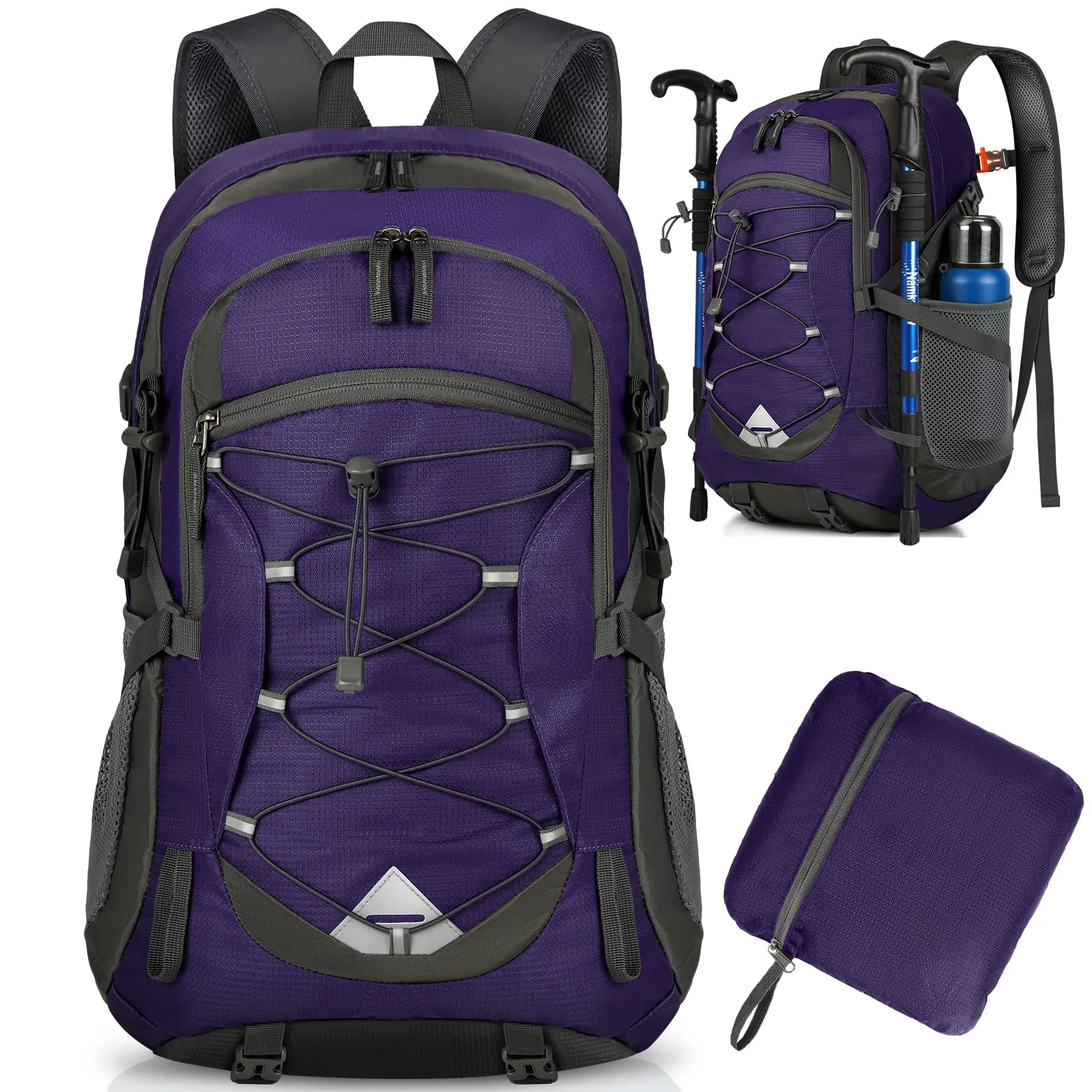 IGOLUMON Zaino Trekking 40L Ultraleggero Pieghevole Impermeabile con Strisce Riflettenti - immagine 1