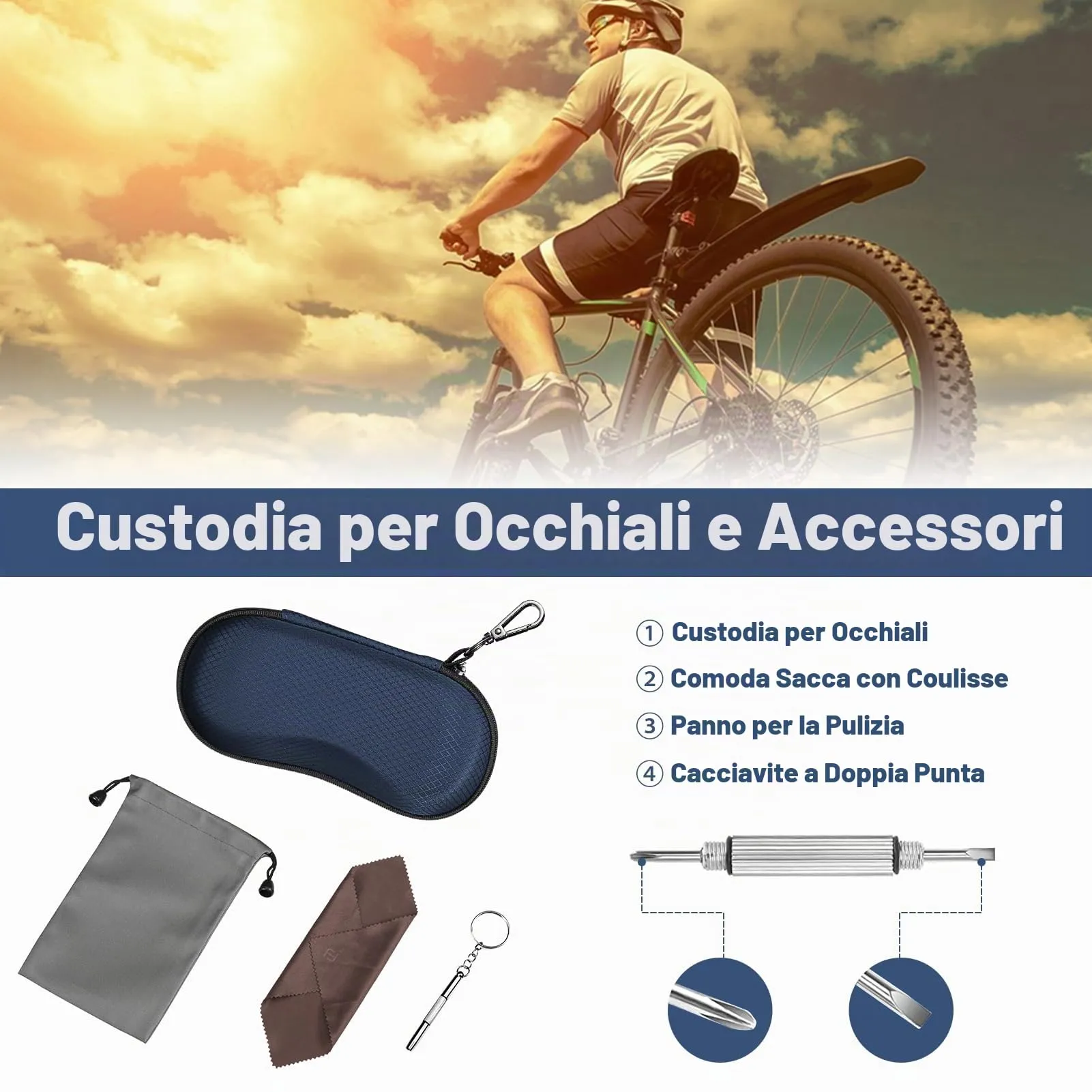 FINTIE Custodia Occhiali Rigida in EVA Blu Scuro - AGSB202US - immagine 2