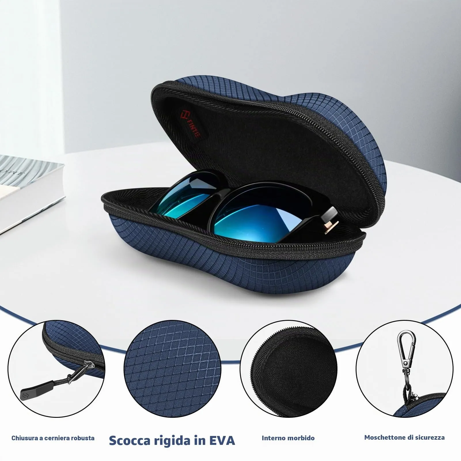 FINTIE Custodia Occhiali Rigida in EVA Blu Scuro - AGSB202US - immagine 4