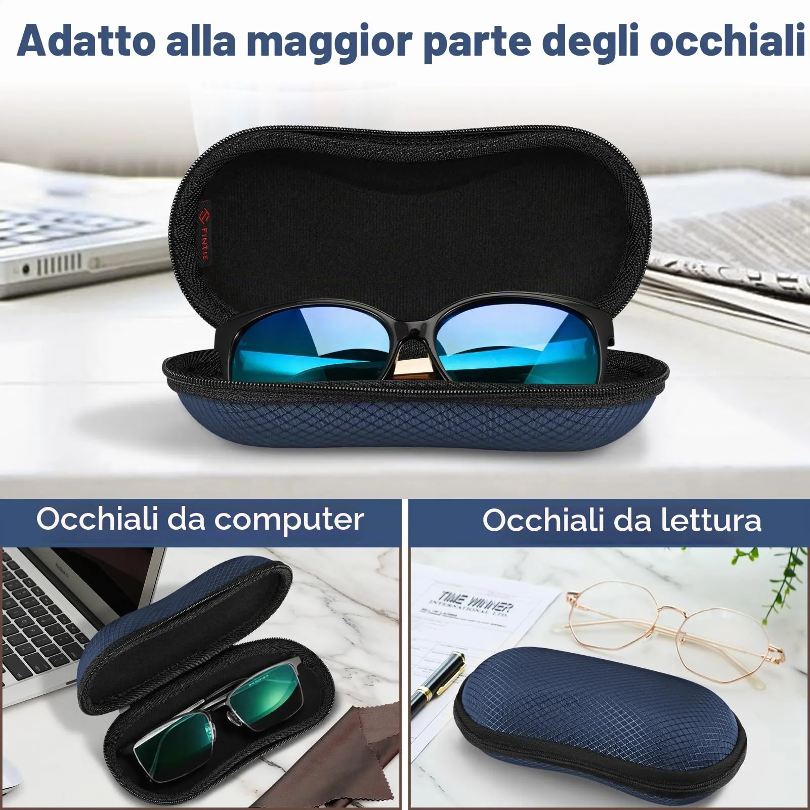 FINTIE Custodia Occhiali Rigida in EVA Blu Scuro - AGSB202US - immagine 5