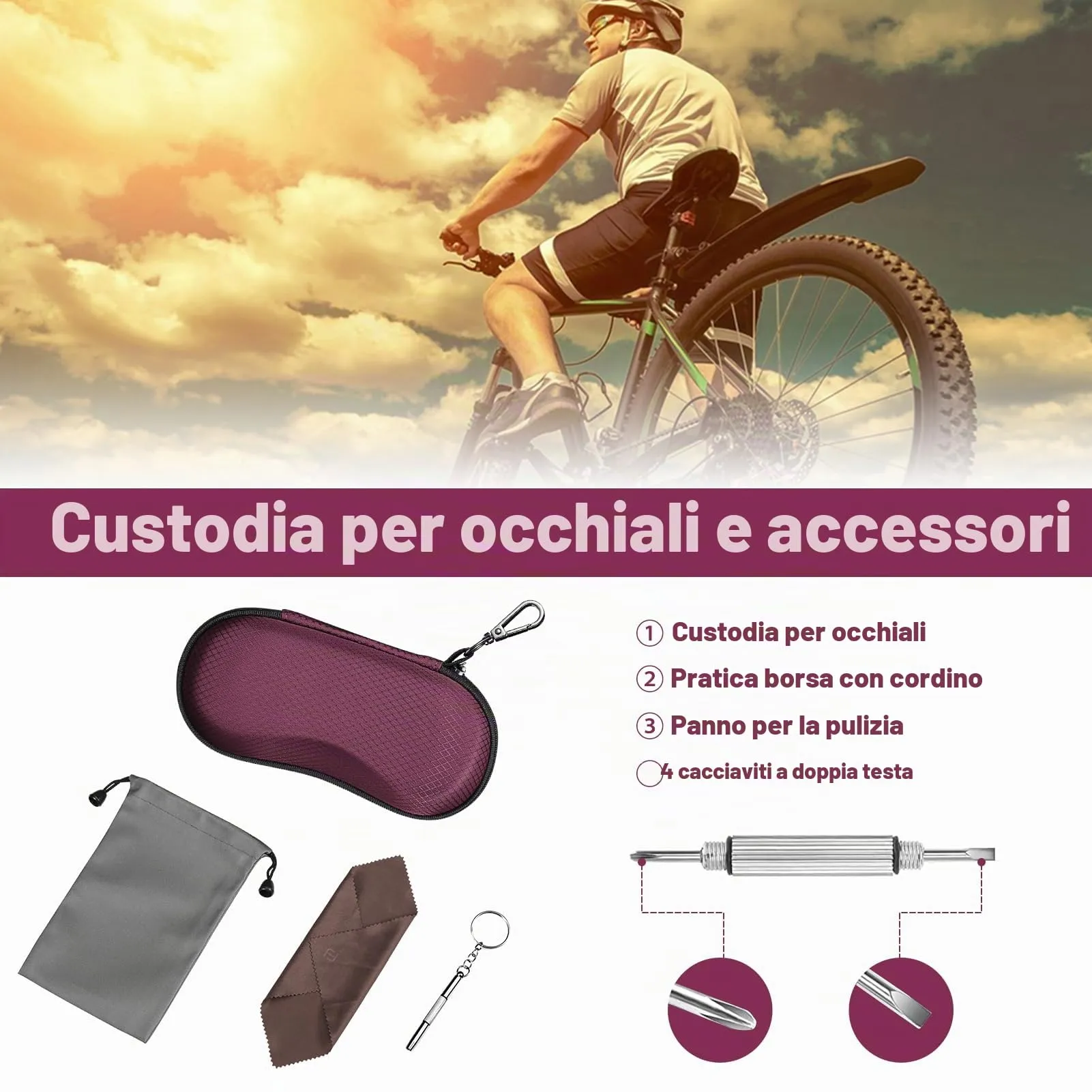 FINTIE Custodia Rigida per Occhiali da Sole e Vista, EVA, Viola Scuro - immagine 2