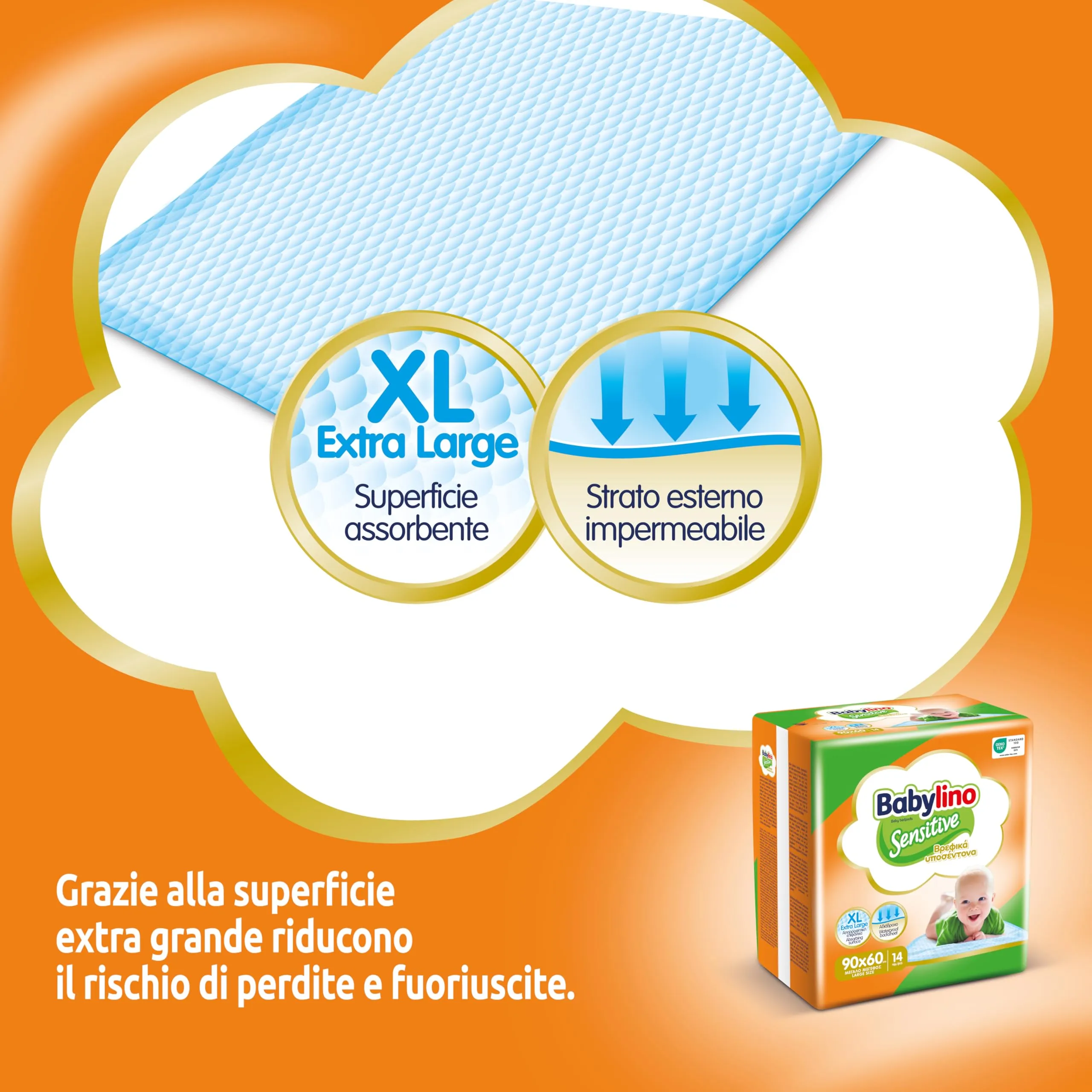 Babylino Sensitive Teli Cambio 90x60cm, 56 Unità - immagine 2