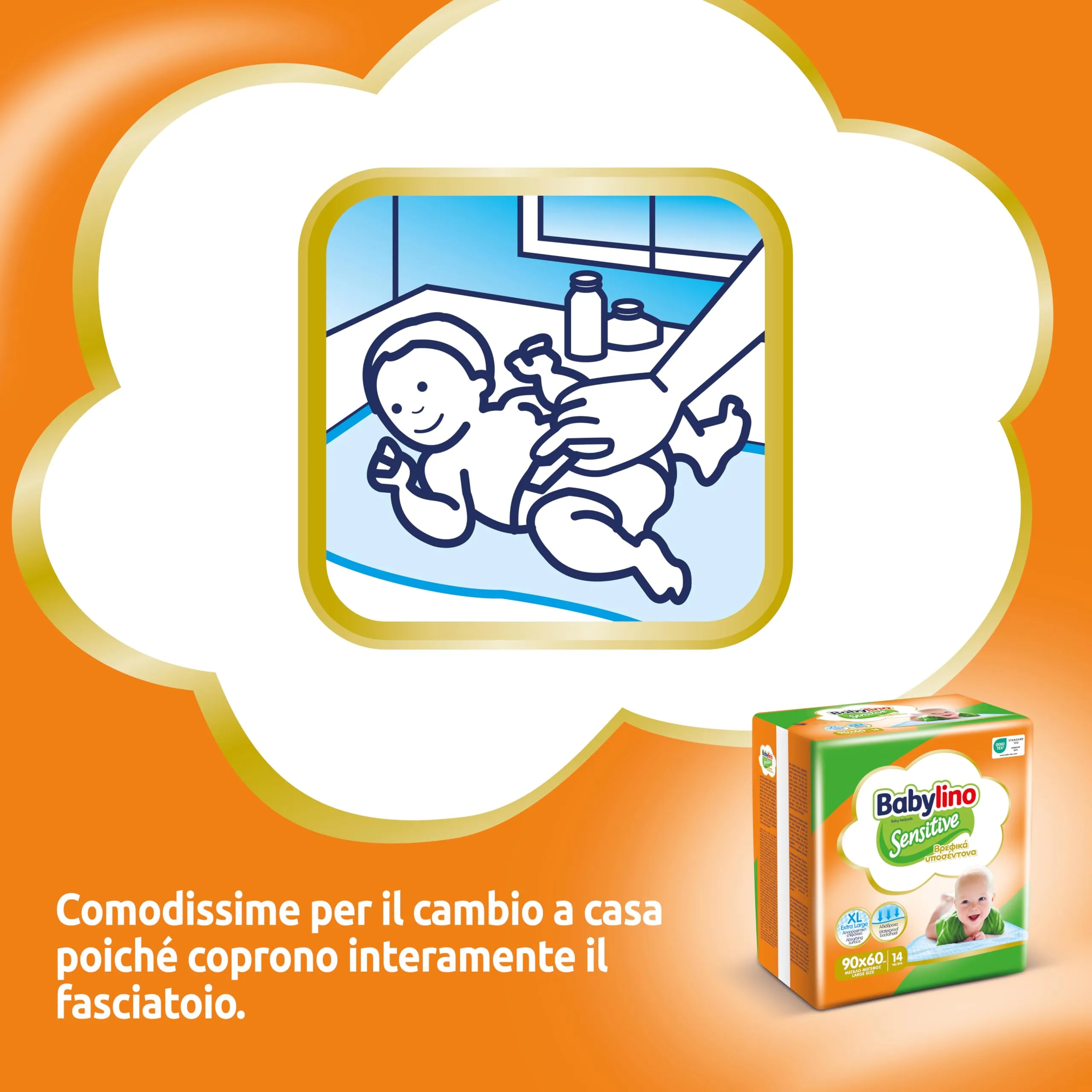 Babylino Sensitive Teli Cambio 90x60cm, 56 Unità - immagine 5