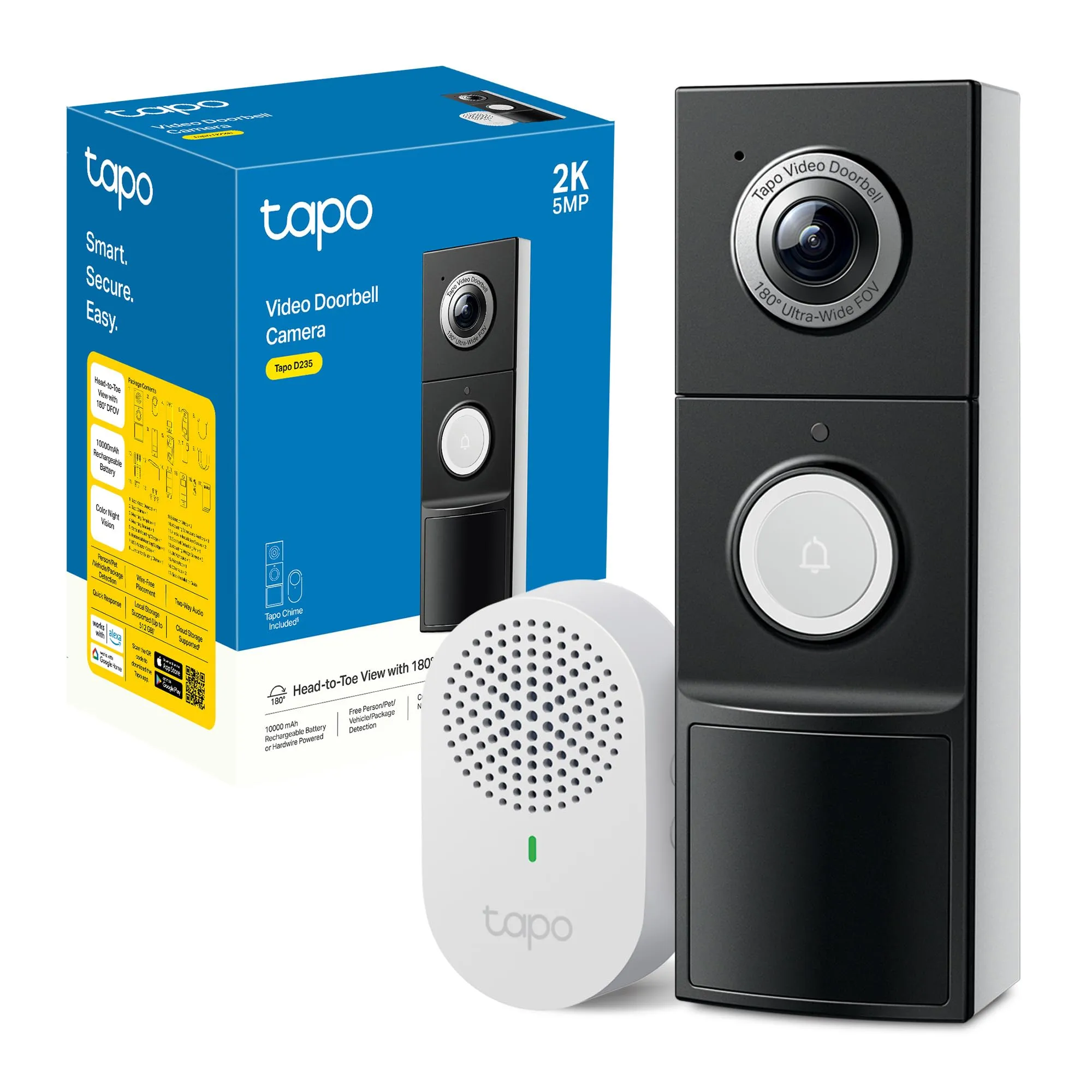Tapo D235 Videocitofono WiFi 2K 5MP Batteria Campo Visivo 180° - immagine 1