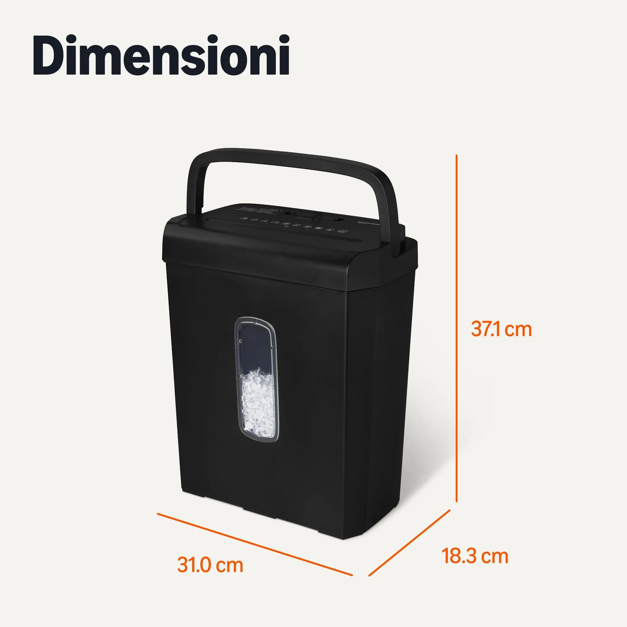 Amazon Basics Distruggidocumenti Taglio Incrociato 6 Fogli, Cestino 14L, Nero - immagine 5
