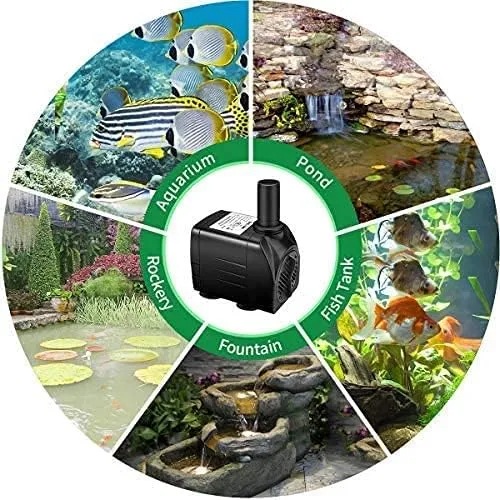 Lnicez Pompa Acqua Sommergibile PX-025L, 2000L/H 25W con 12 Luci LED Colorate per Acquario, Fontana, Terrario e Stagno - immagine 7