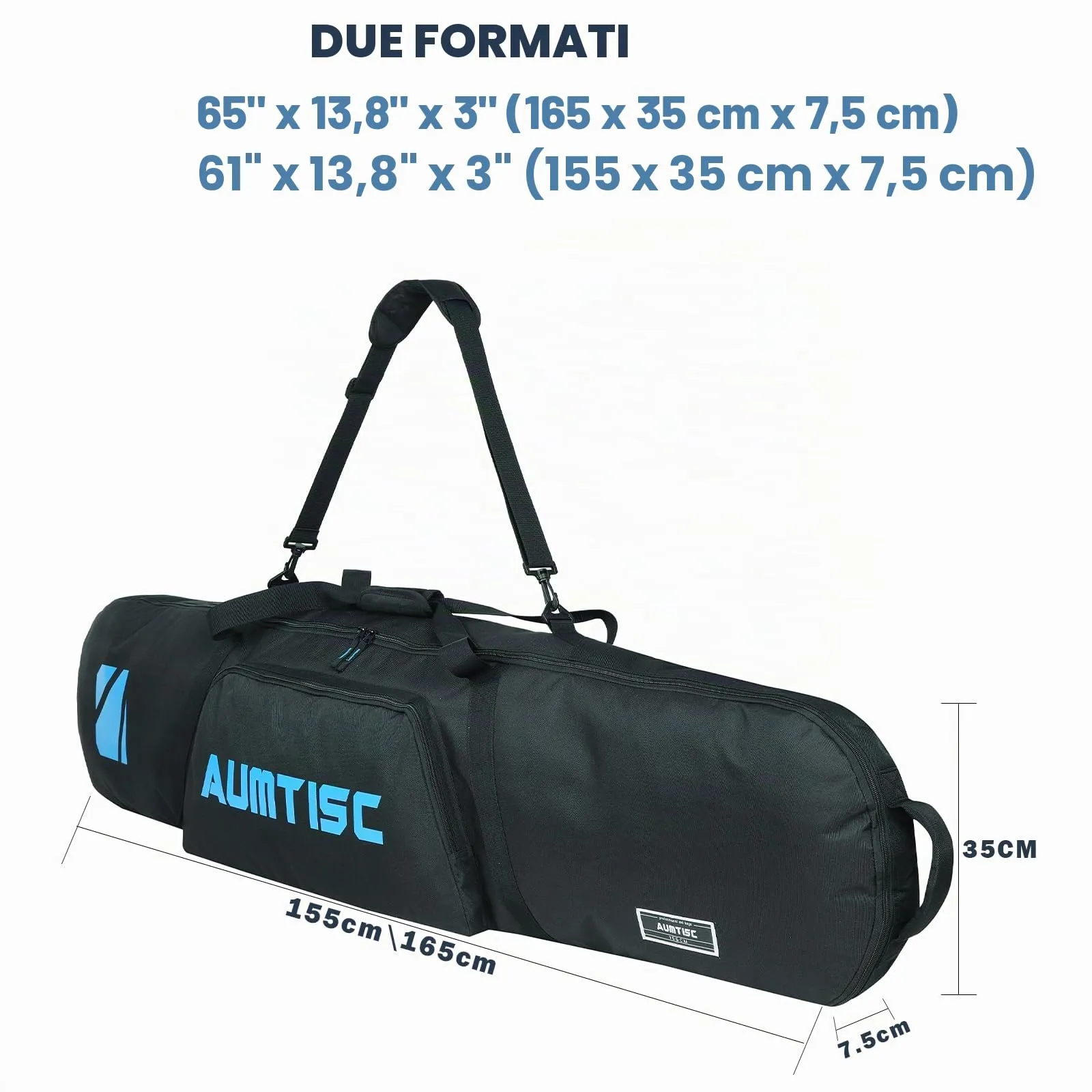 AUMTISC Borsa da Snowboard e Sci Imbottita, 155 cm, Blu - immagine 2