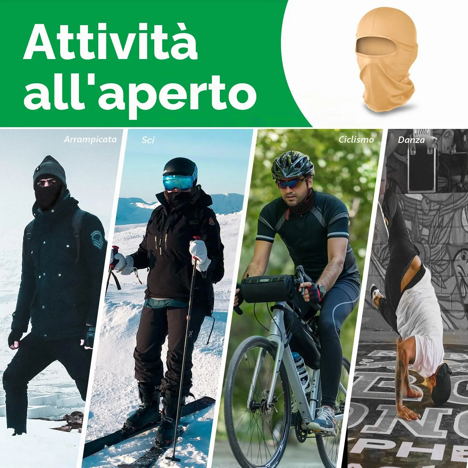 LONGKING Passamontagna Balaclava Unisex Protezione UV Antivento Giallo - immagine 7