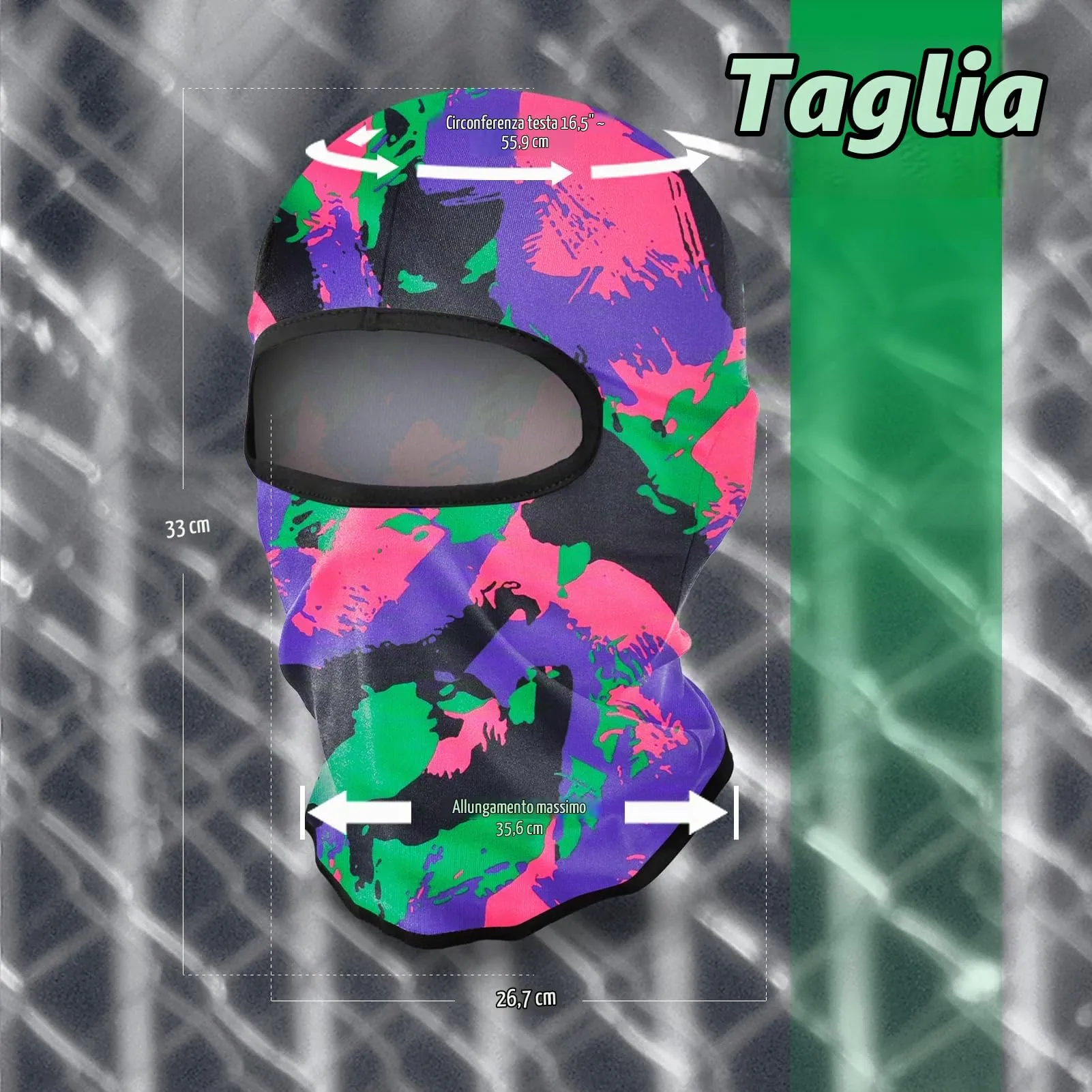 LONGKING Passamontagna Balaclava Unisex, Protezione UV e Antivento per Sci, Motociclismo e Sport all'Aria Aperta, Camo Viola - immagine 4
