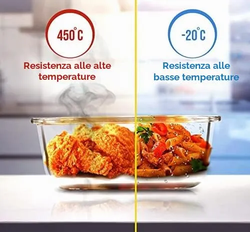 KICHLY Set di contenitori in vetro per alimenti, 16 pezzi (8 contenitori e 8 coperchi), Senza BPA - immagine 2
