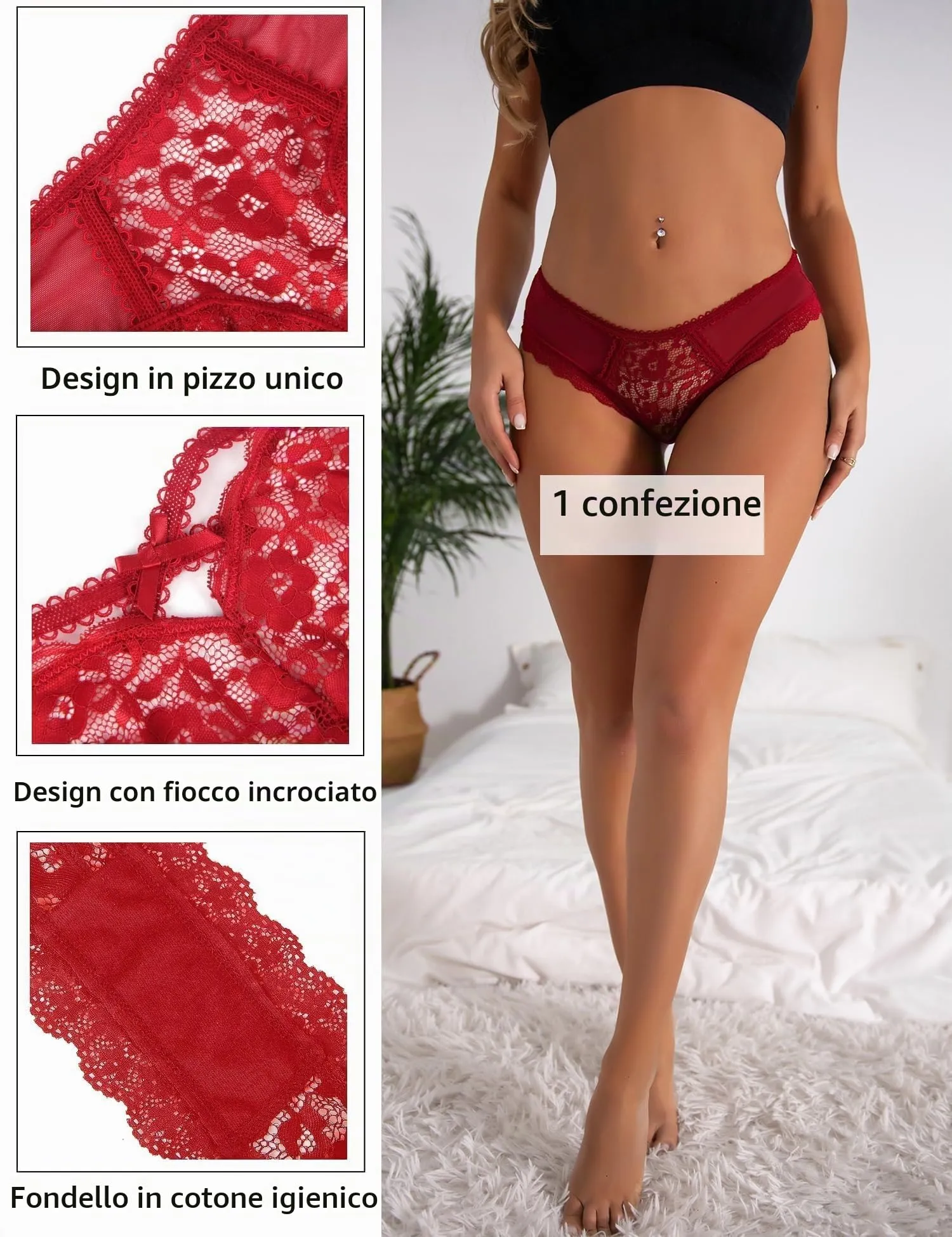 ohmydear Perizoma Donna Tanga Sexy Floreale Pack 1/2/3 Pezzi - immagine 5