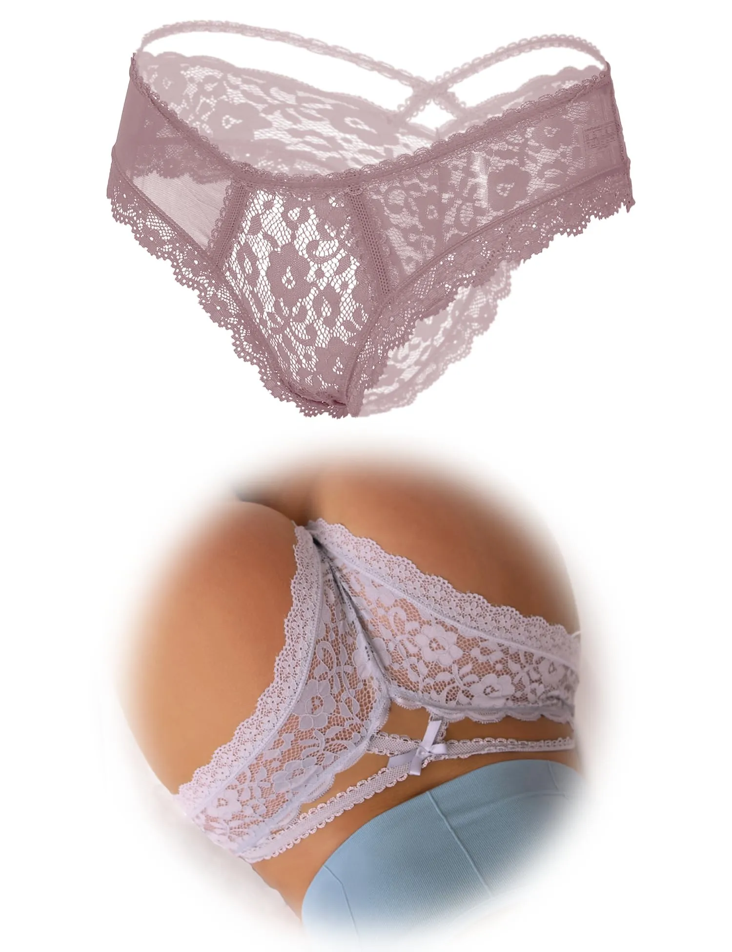ohmydear Perizoma Donna in Pizzo Vita Bassa, Modello Tanga Slip - immagine 1