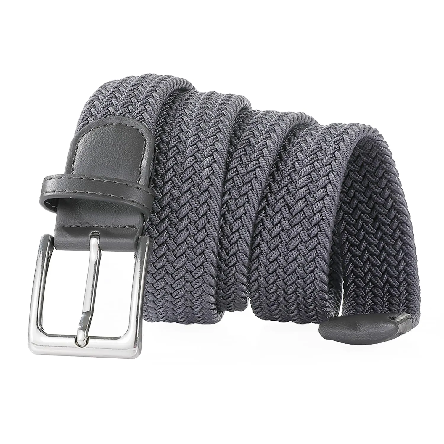 Bella Accessori Cintura Elastica Intrecciata Unisex con Fibbia in Lega di Zinco, Grigio, 120cm - immagine 3