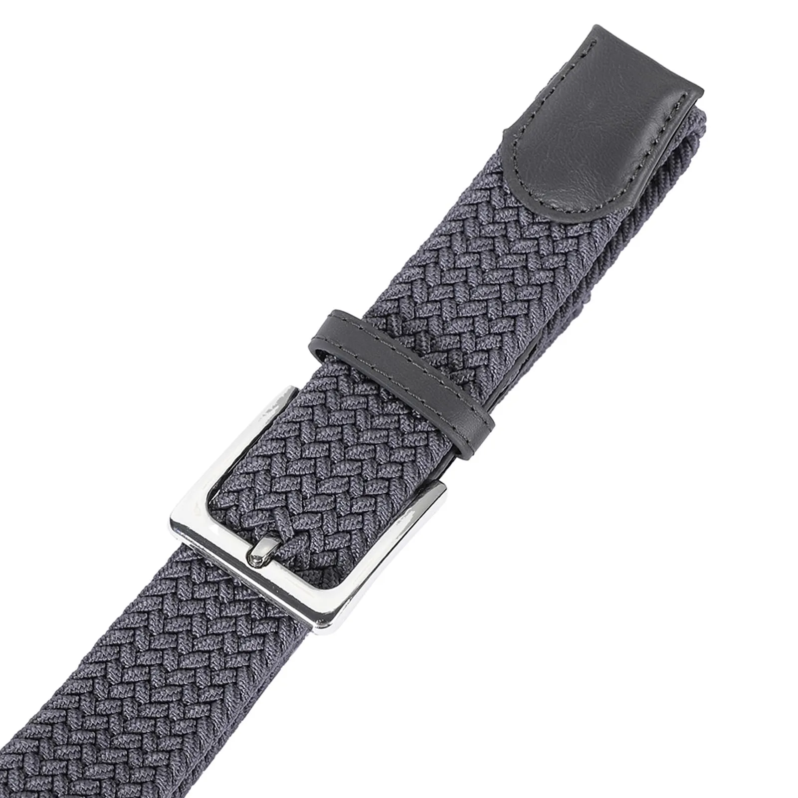 Bella Accessori Cintura Elastica Intrecciata Unisex con Fibbia in Lega di Zinco, Grigio, 120cm - immagine 4
