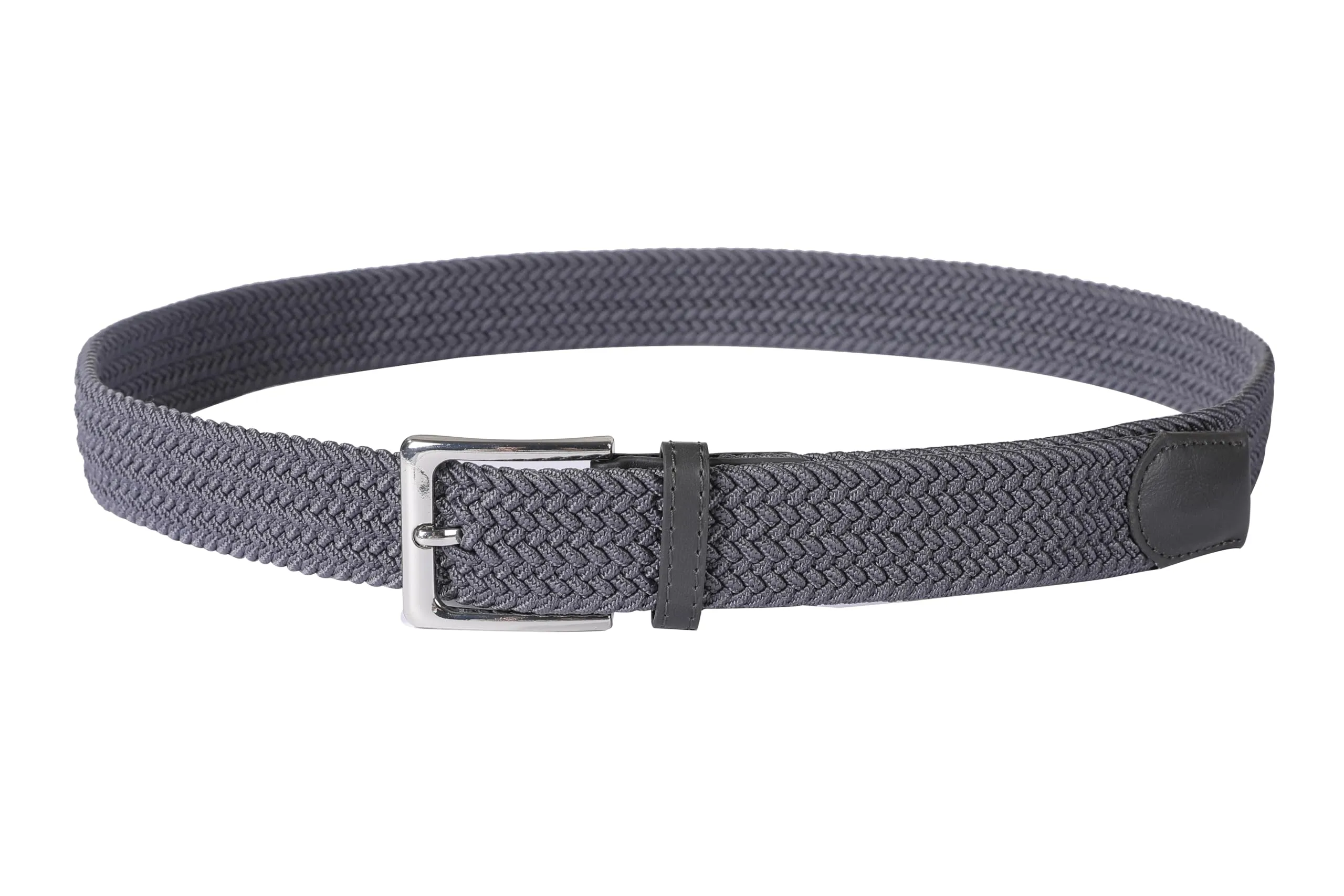 Bella Accessori Cintura Elastica Intrecciata Unisex con Fibbia in Lega di Zinco, Grigio, 120cm - immagine 5