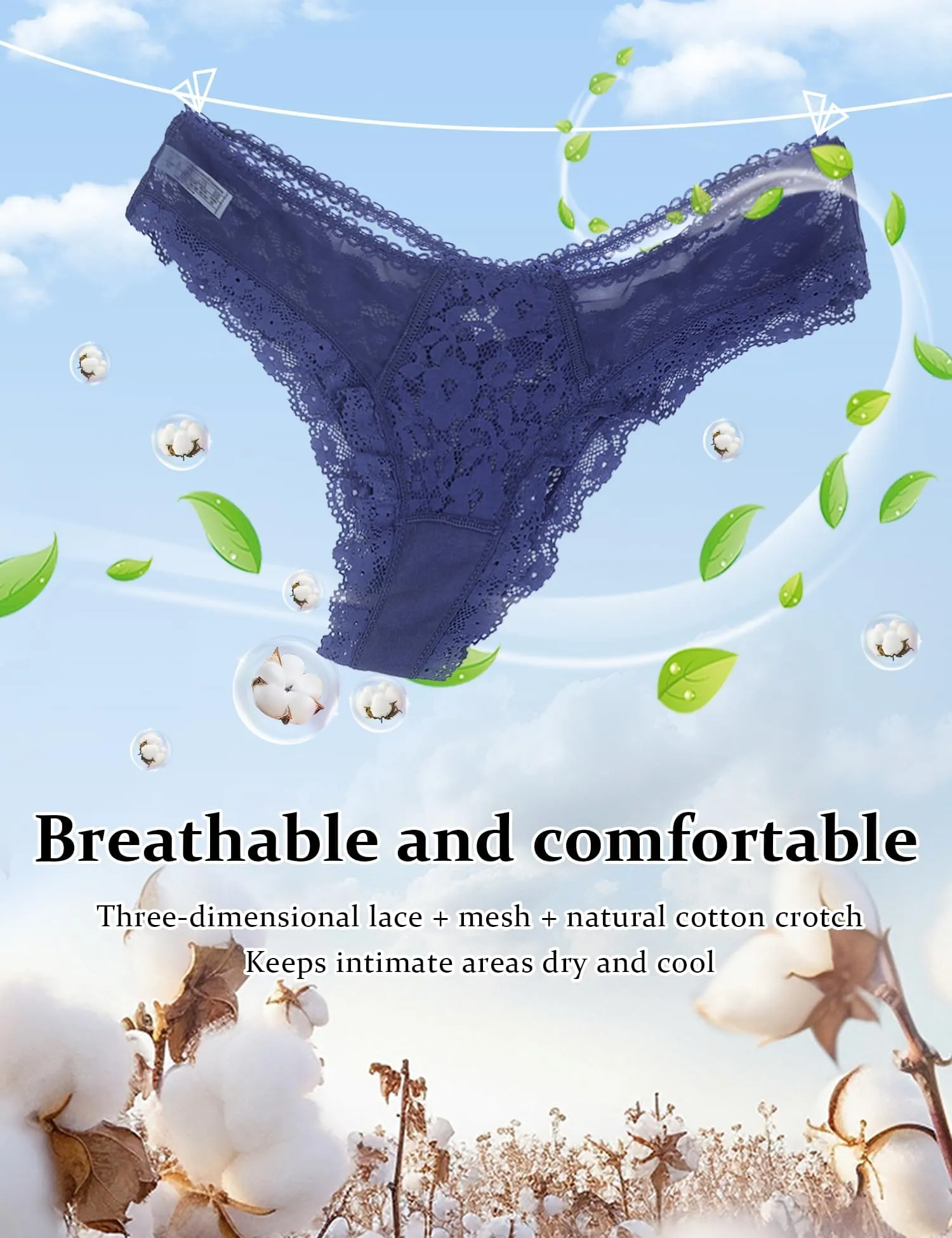 ohmydear Perizoma Donna in Pizzo Vita Bassa, Modello Tanga Slip - immagine 5