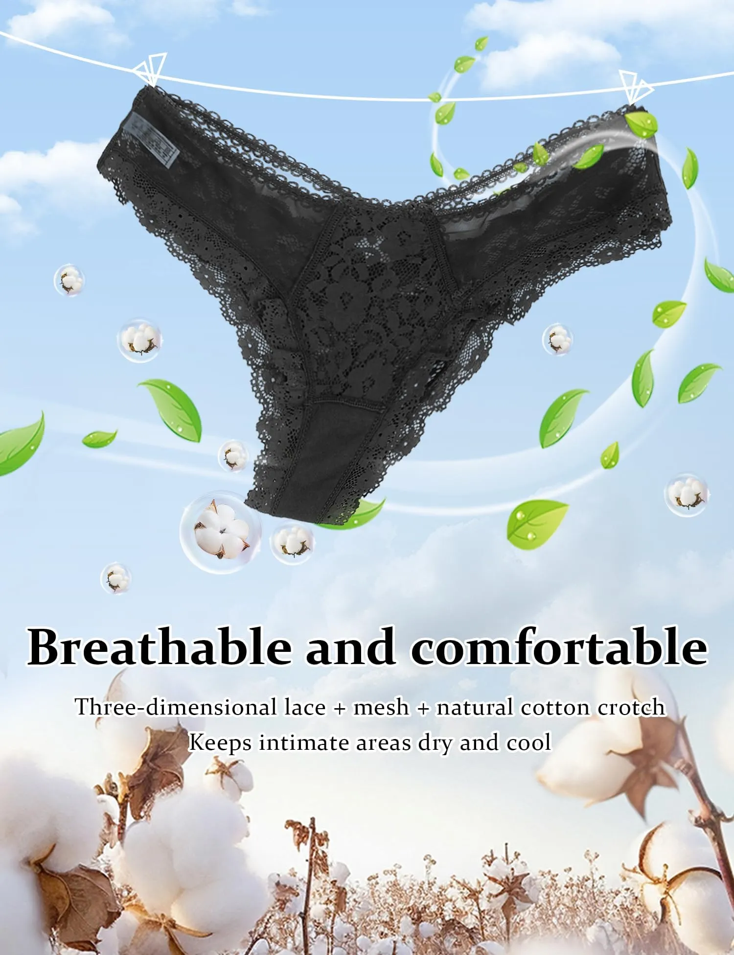 ohmydear Perizoma Donna in Pizzo Vita Bassa, Set da 2 Pezzi, Modello Tanga Slip - immagine 7