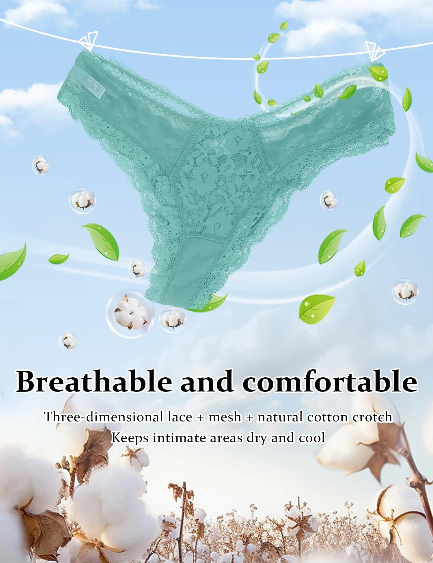 ohmydear Perizoma Donna in Pizzo Vita Bassa, 3 Pezzi, Modello Tanga Slip - immagine 5