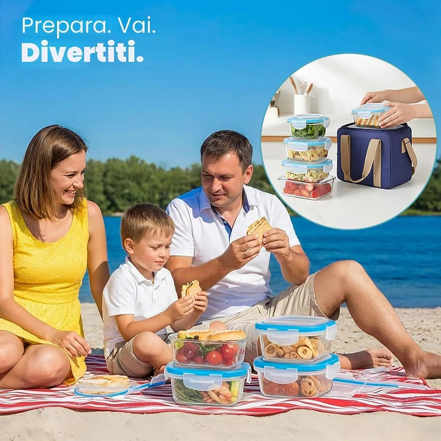 KICHLY Set di contenitori in vetro per alimenti, 24 pezzi (12 contenitori e 12 coperchi), Ermetici e Senza BPA - immagine 5