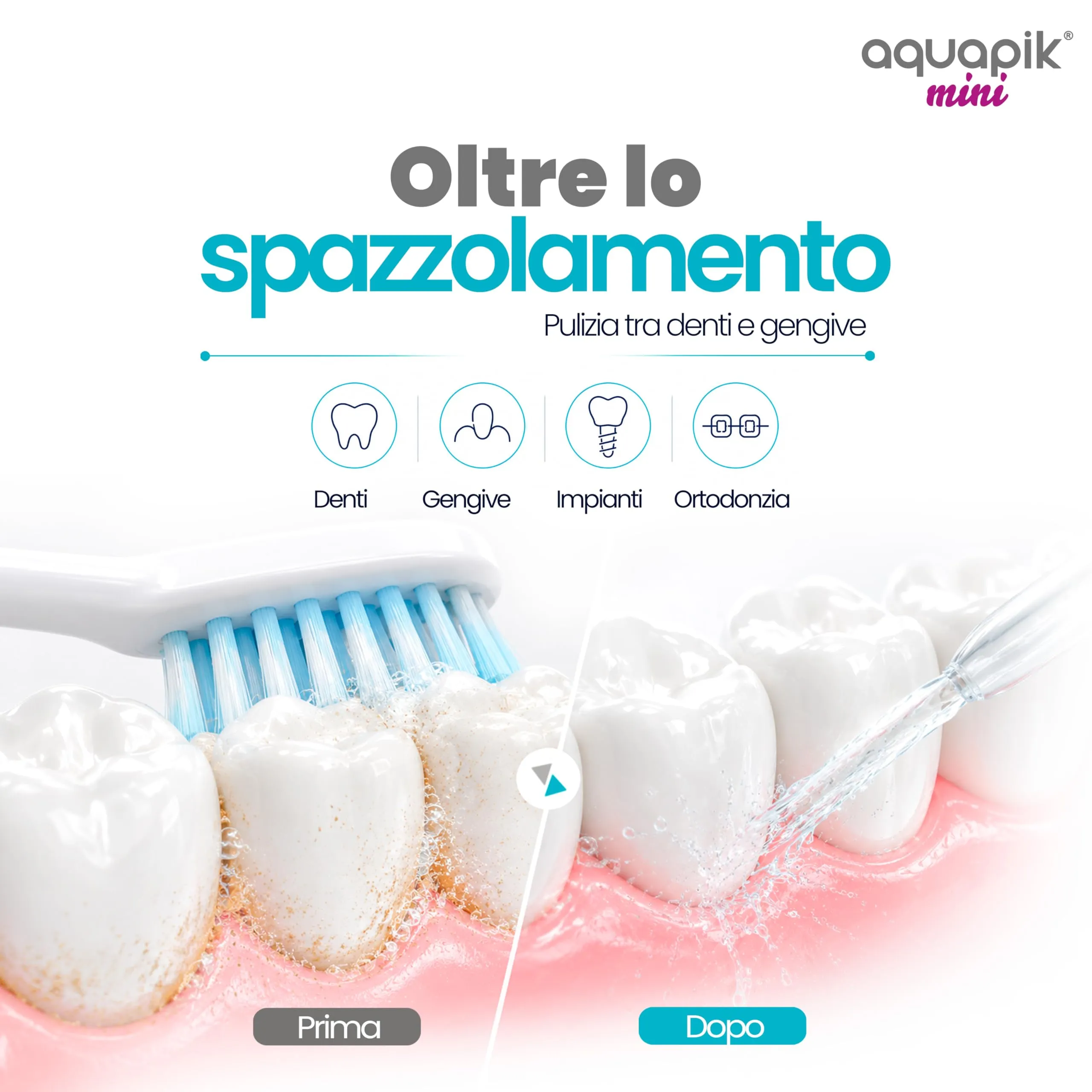Boston Tech Aquapik Mini Idropulsore Dentale Portatile, Irrigatore Orale Senza Fili con Serbatoio Retrattile 140 ml, Ricaricabile USB-C, 3 Livelli di Intensità - immagine 2