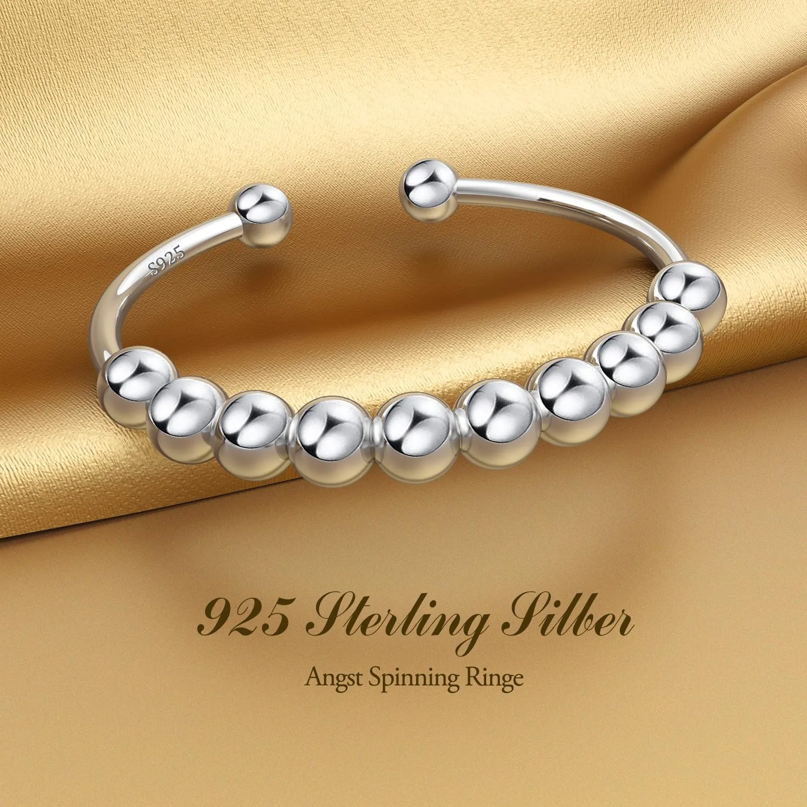 Ahokei Anello Antistress in Argento 925 Regolabile da Donna - immagine 3