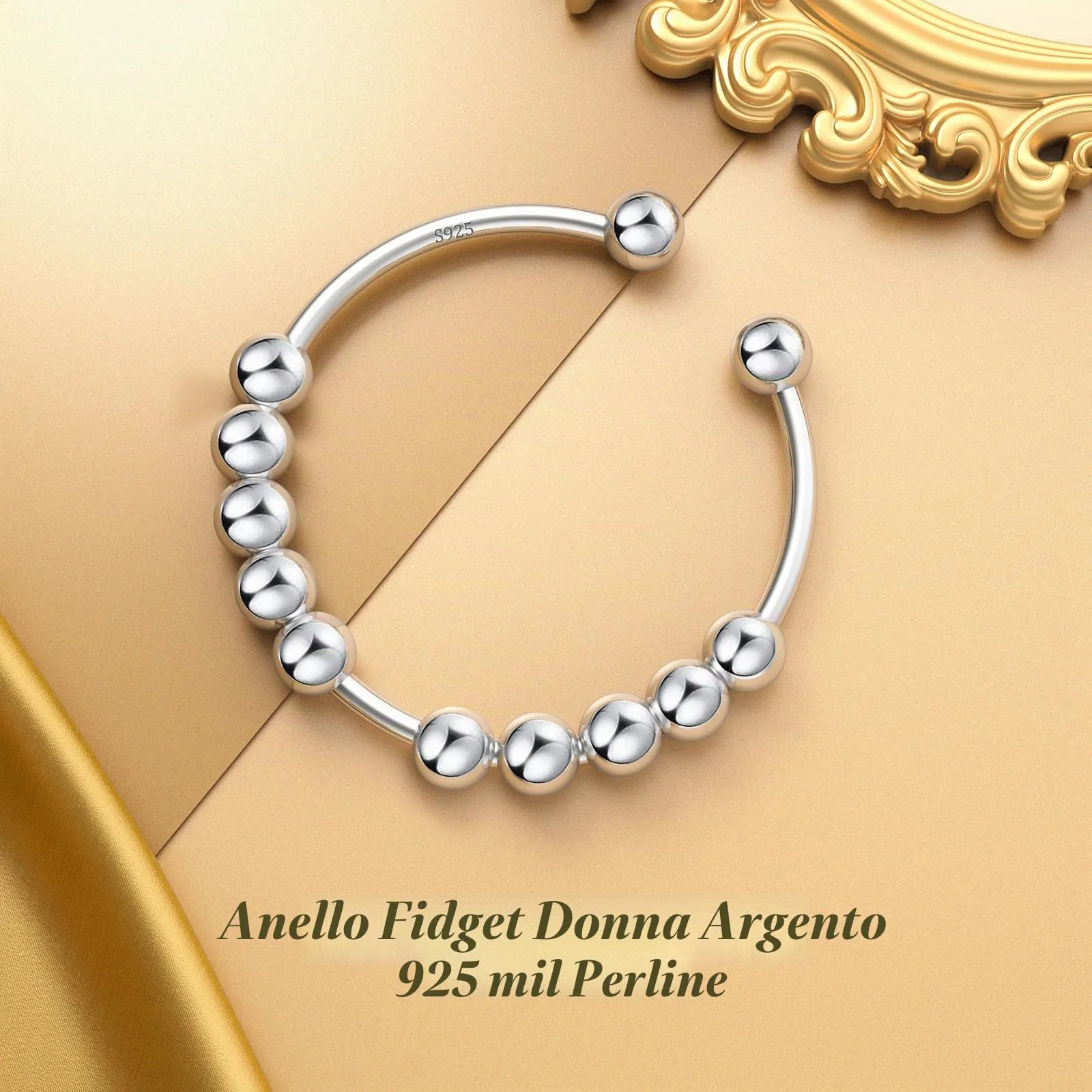 Ahokei Anello Antistress in Argento 925 Regolabile da Donna - immagine 4