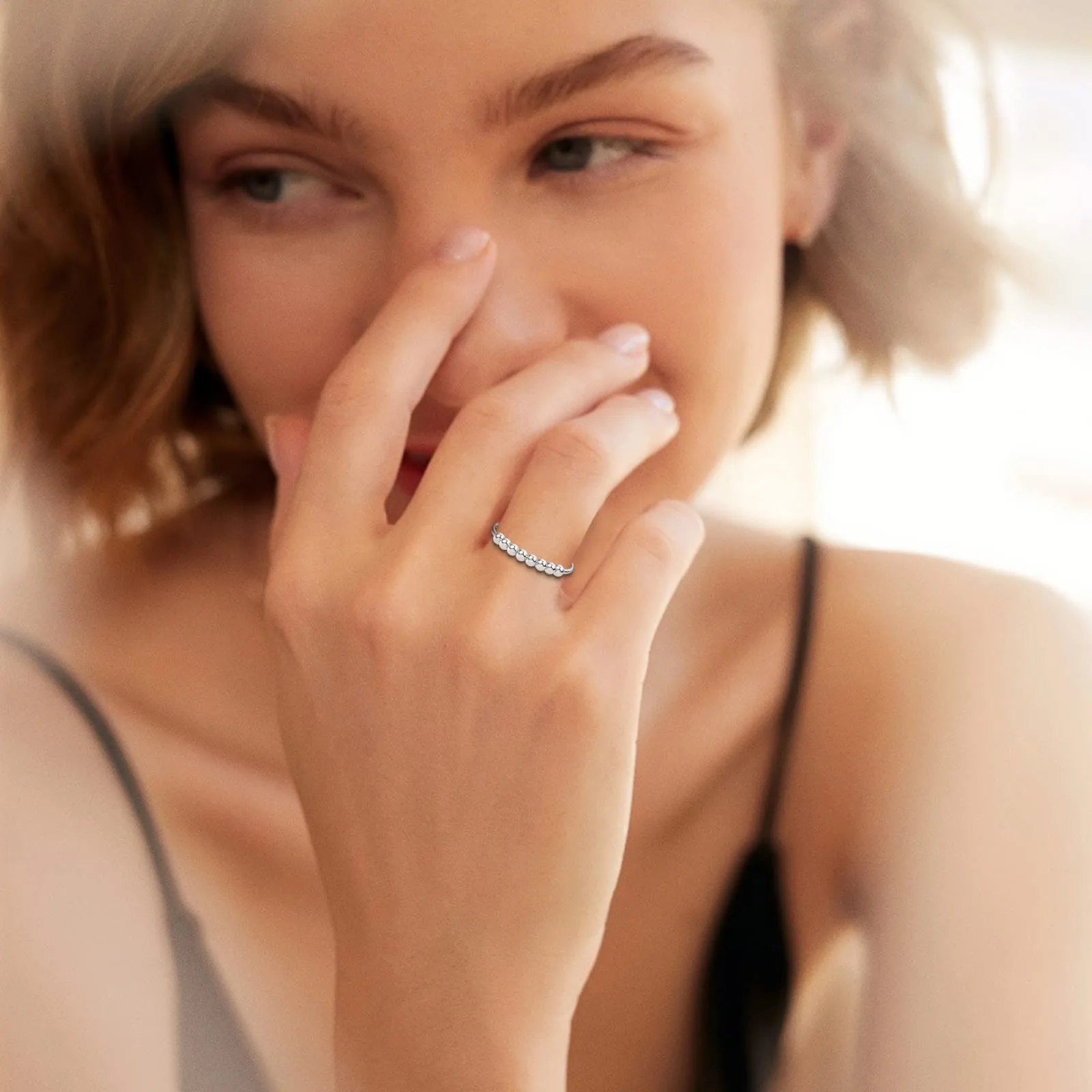 Ahokei Anello Antistress in Argento 925 Regolabile da Donna - immagine 5