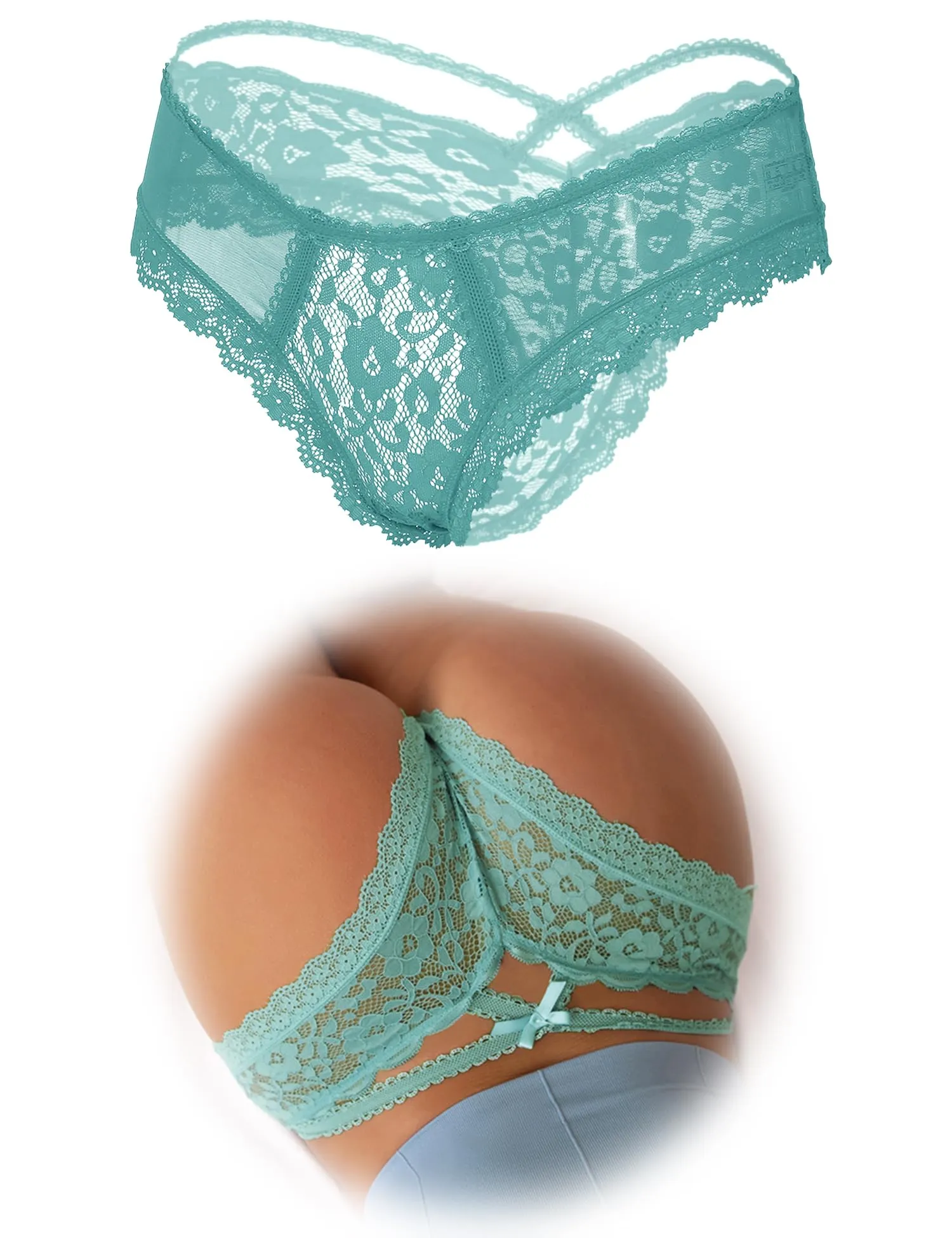 ohmydear Perizoma Donna in Pizzo Vita Bassa Modello Tanga Slip - immagine 1
