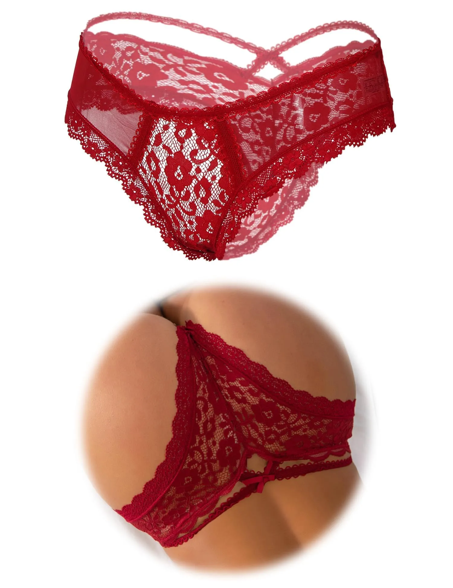 ohmydear Perizoma Donna in Pizzo Vita Bassa Modello Tanga Slip - immagine 1