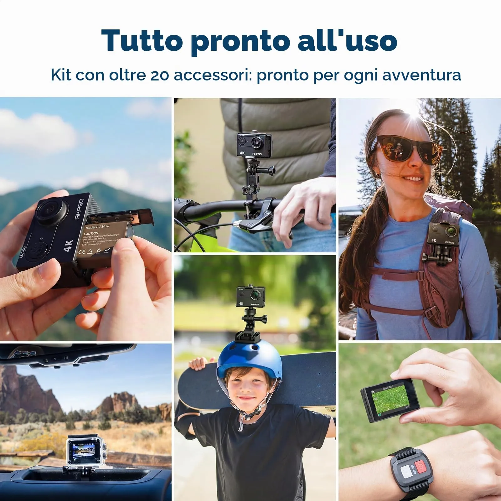 AKASO EK7000 Action Cam 4K con Scheda di Memoria MicroSDXC da 64GB - immagine 7