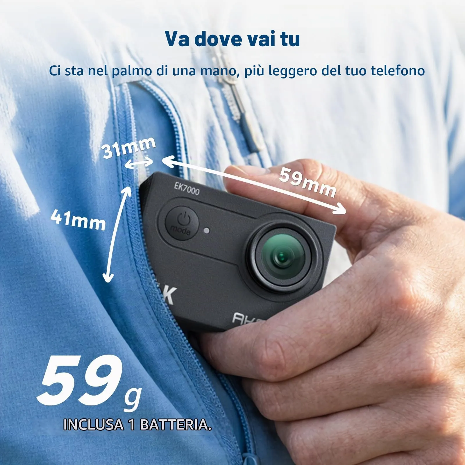 AKASO EK7000 Action Cam 4K con Scheda di Memoria MicroSDXC da 64GB - immagine 8