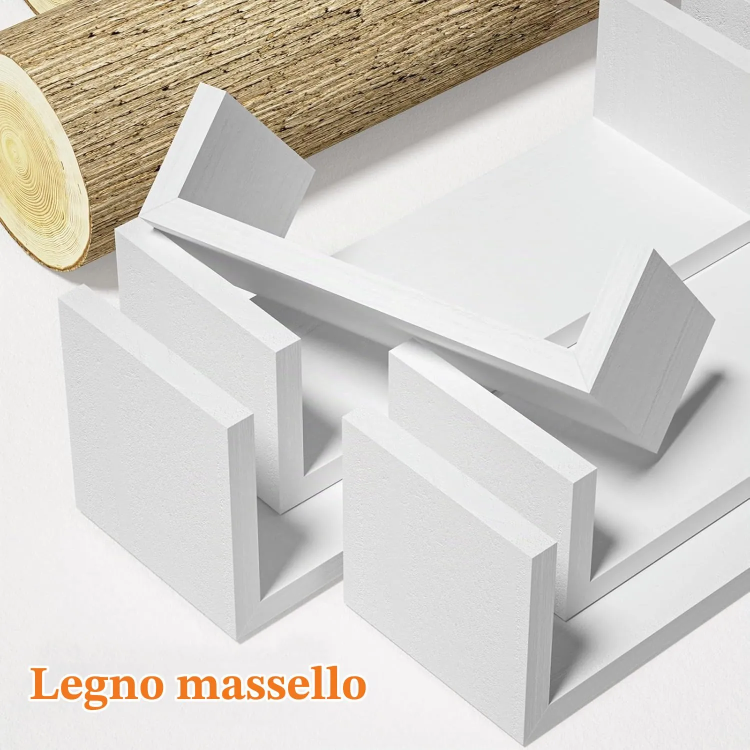 SRIWATANA Mensole da Muro in Legno di Paulownia, Set da 5 Pezzi, Bianco Puro - immagine 7