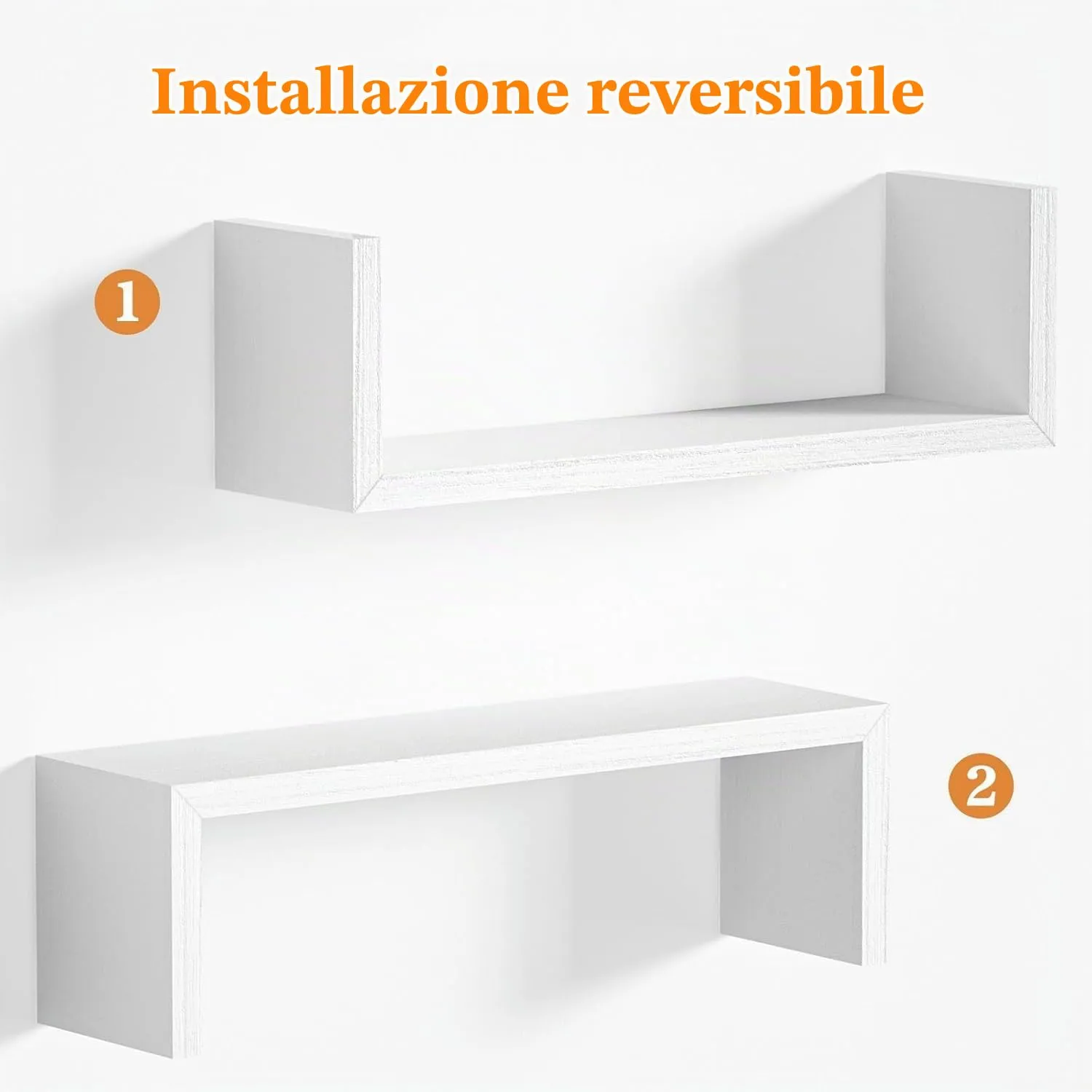SRIWATANA Mensole da Muro in Legno di Paulownia, Set da 5 Pezzi, Bianco Puro - immagine 8