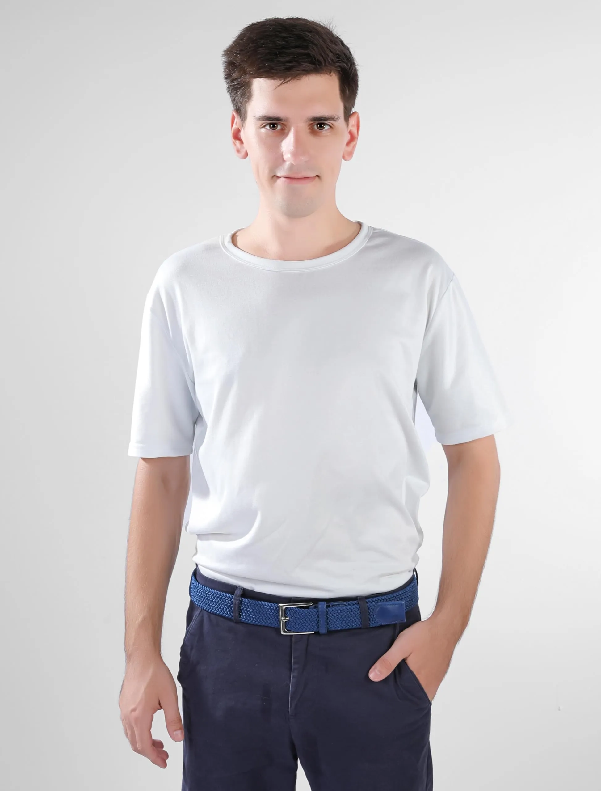 Bella Accessori Cintura Elastica Intrecciata Unisex Blu Jeans 110cm-155cm - immagine 7