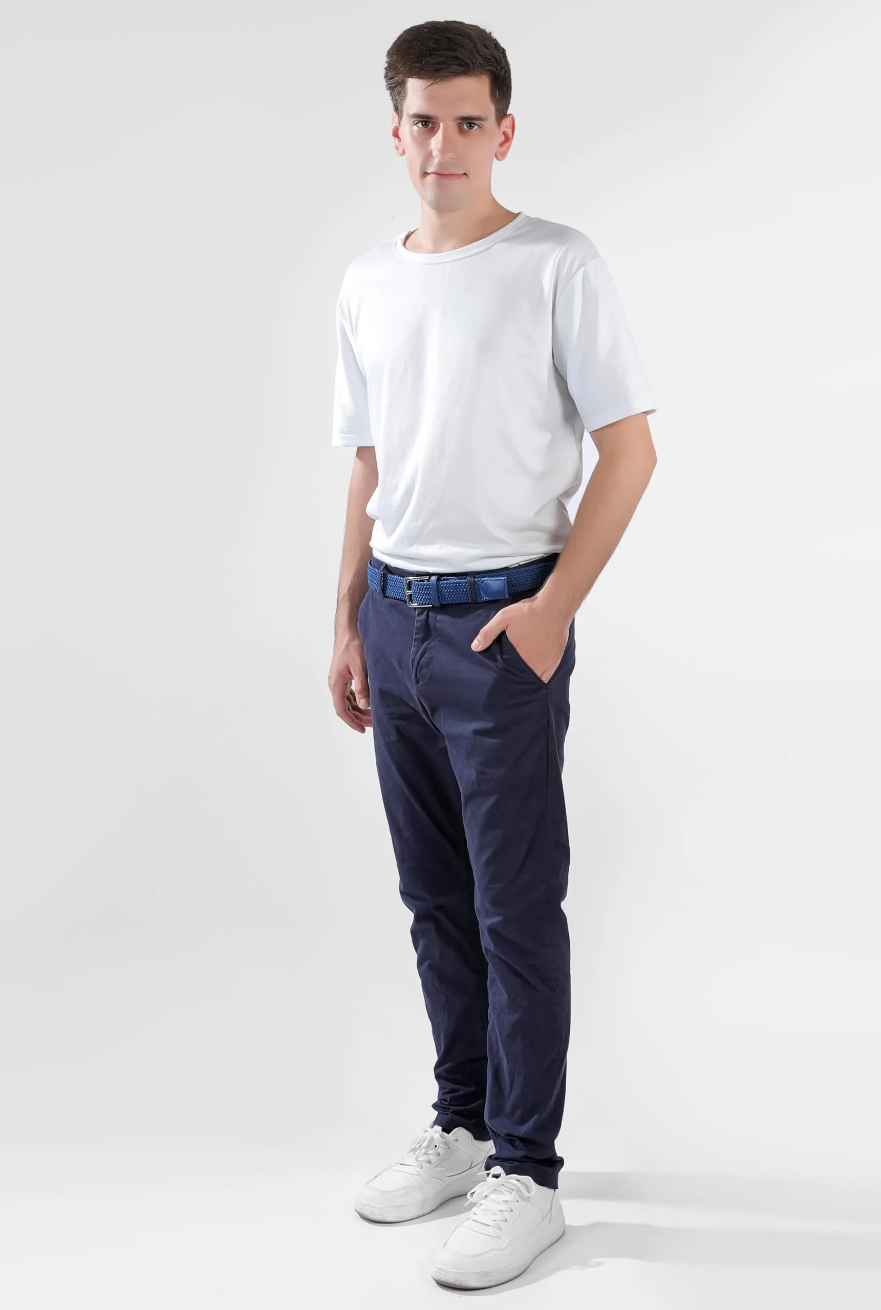 Bella Accessori Cintura Elastica Intrecciata Unisex Blu Jeans 110cm-155cm - immagine 8