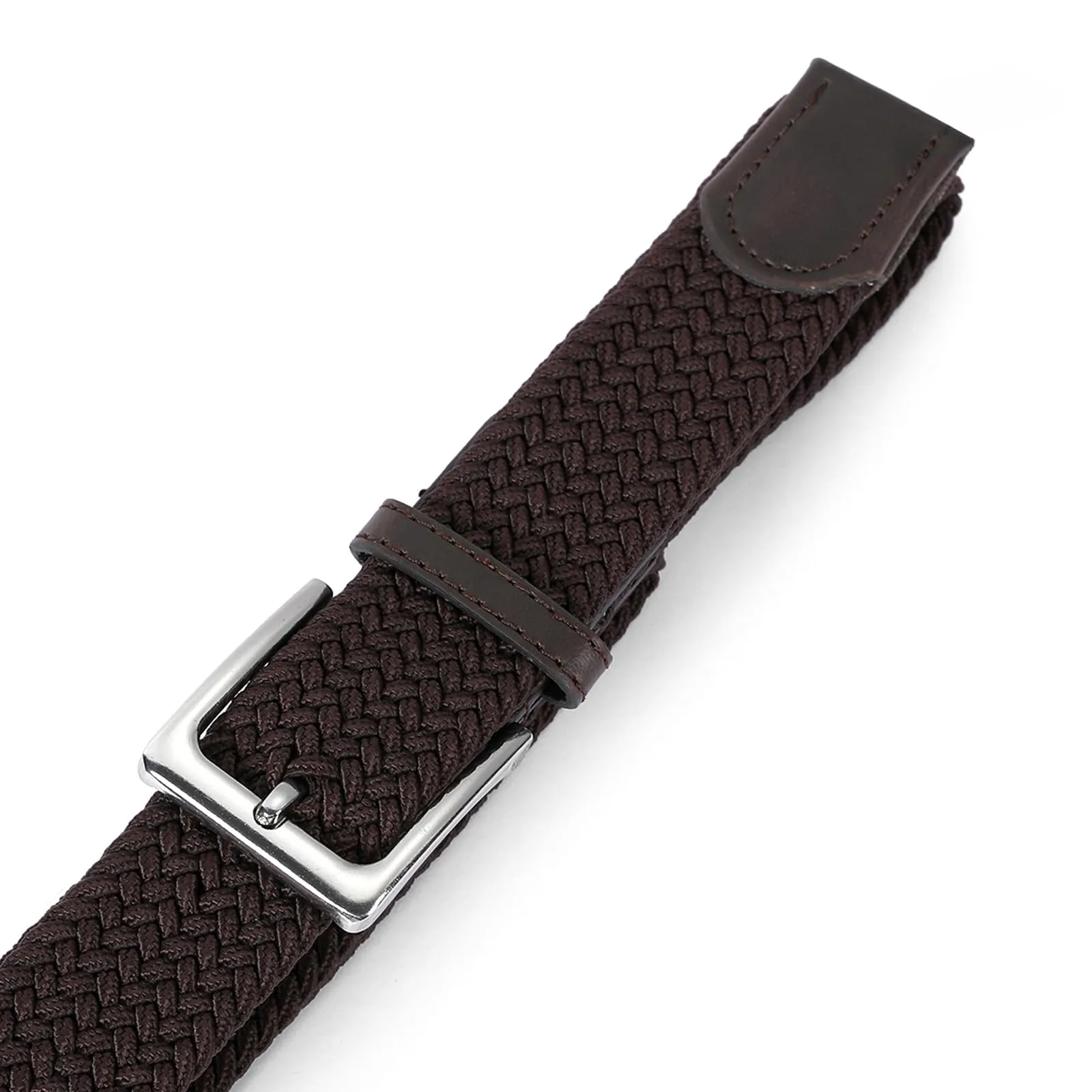 Bella Accessori Cintura Elastica Intrecciata Unisex, Fibbia in Lega di Zinco, Marrone, 120cm - immagine 4