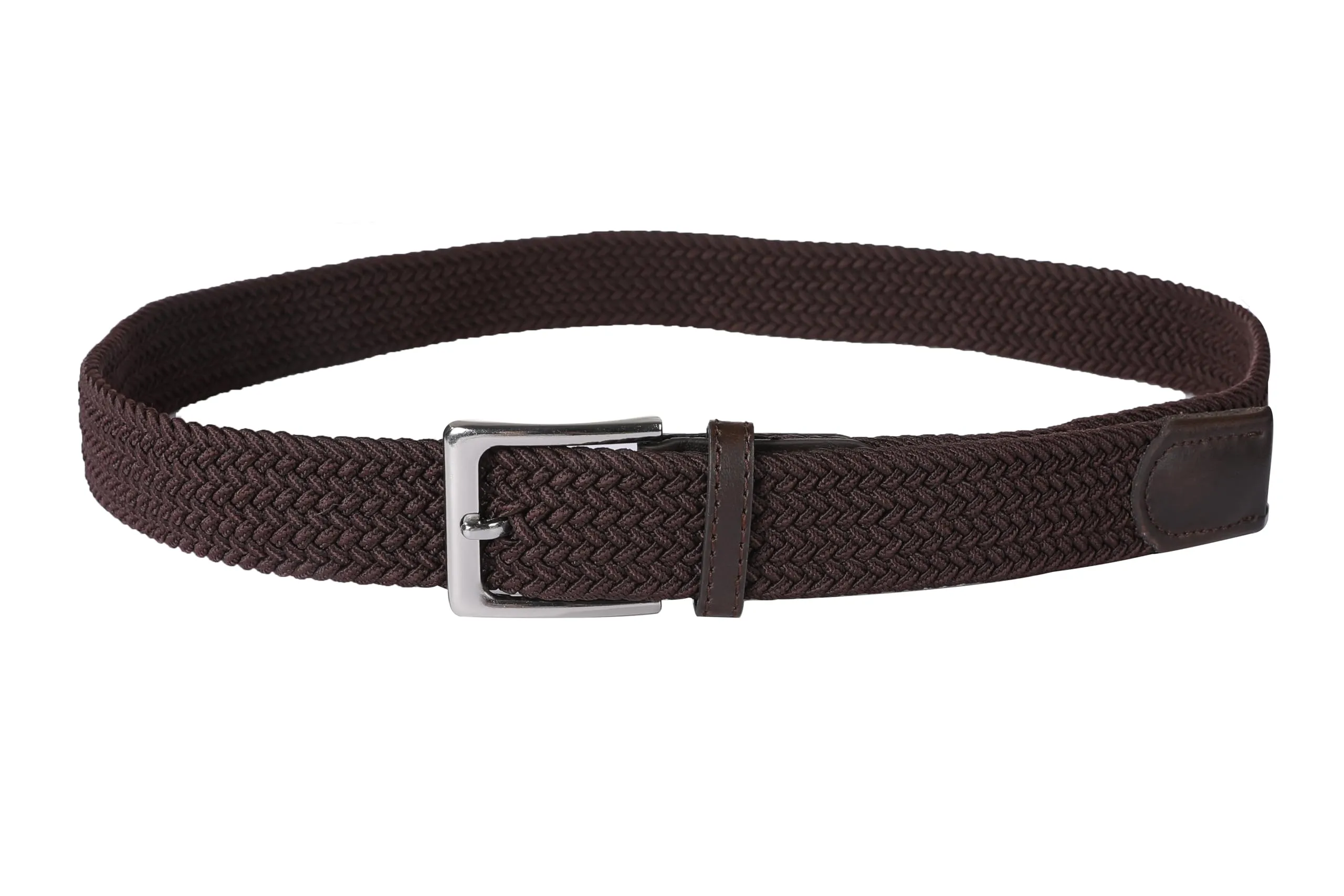 Bella Accessori Cintura Elastica Intrecciata Unisex, Fibbia in Lega di Zinco, Marrone, 120cm - immagine 5