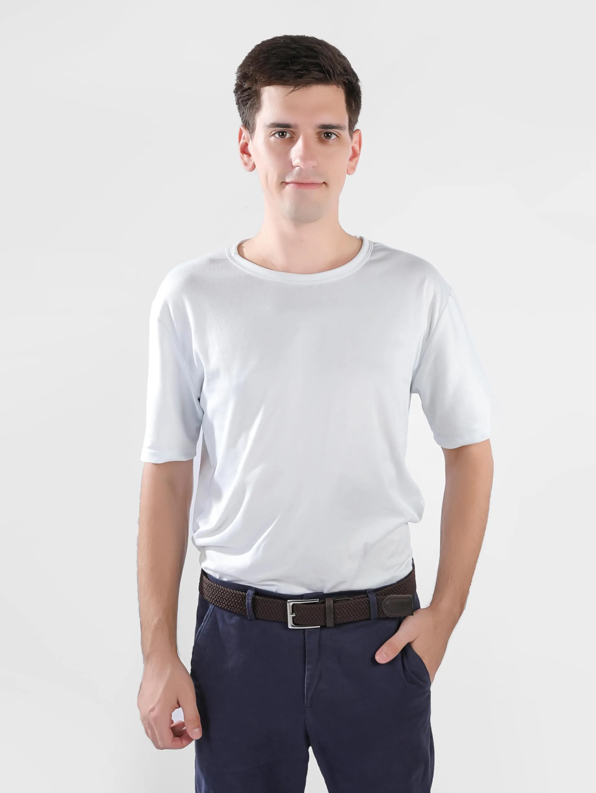 Bella Accessori Cintura Elastica Intrecciata Unisex, Fibbia in Lega di Zinco, Marrone, 120cm - immagine 7