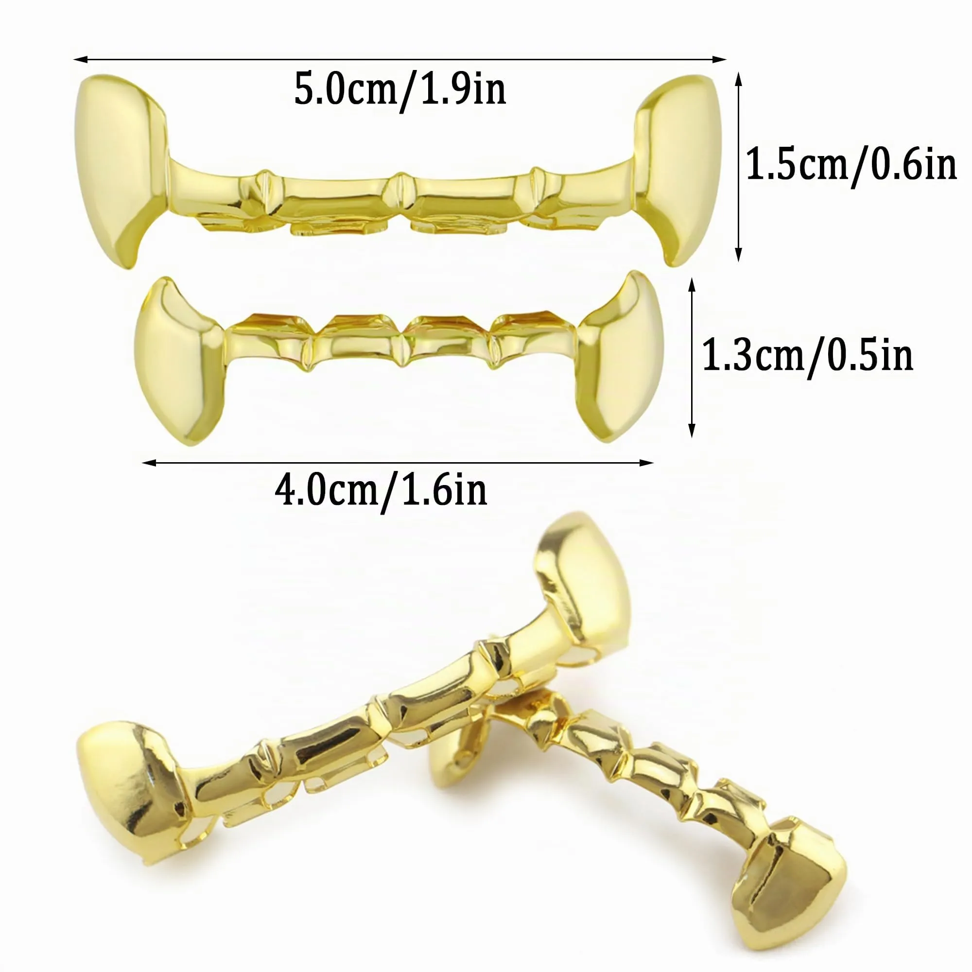 LONGHAO Hip Hop Grillz Set con 2 Stampi in Silicone (Oro 2) - immagine 2