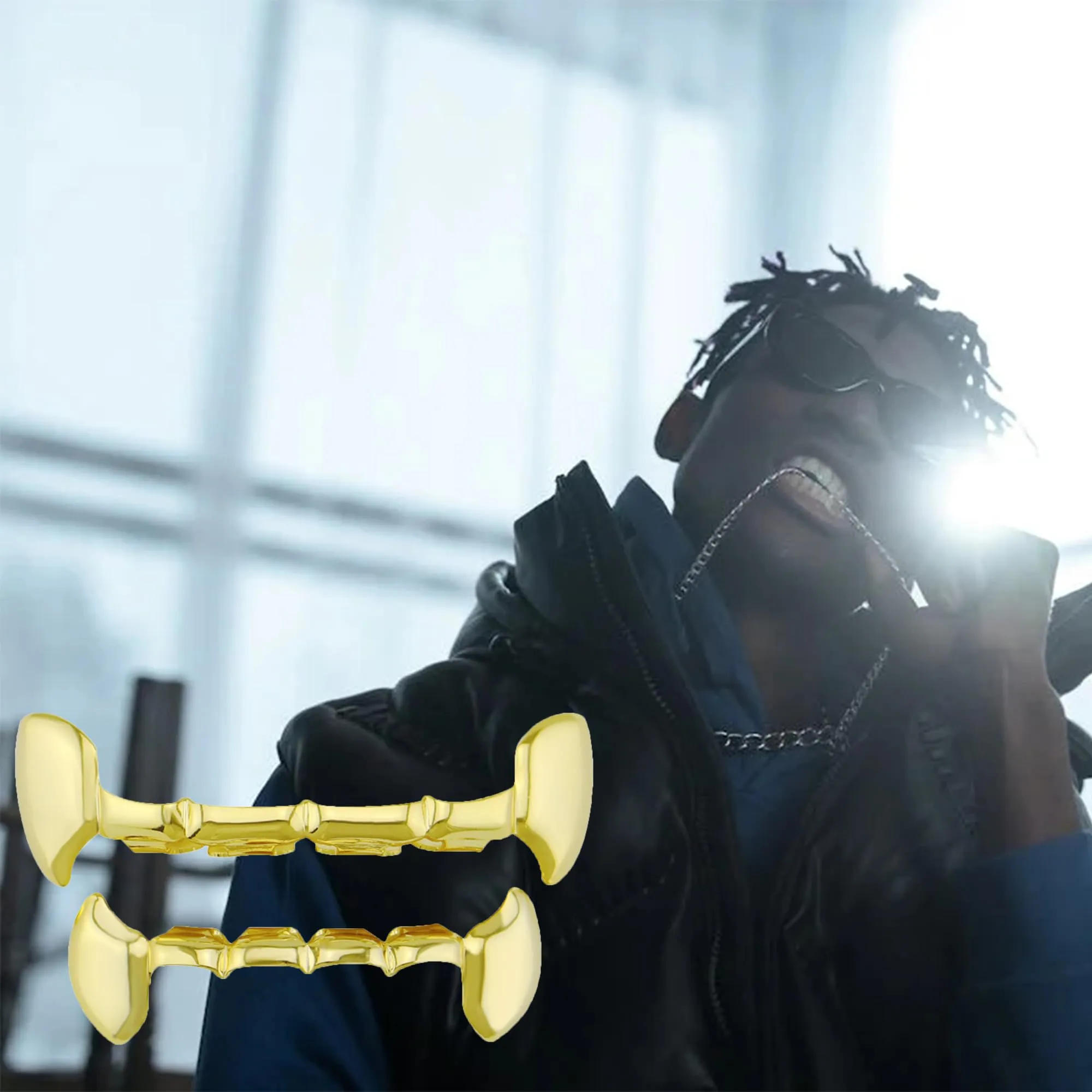 LONGHAO Hip Hop Grillz Set con 2 Stampi in Silicone (Oro 2) - immagine 4