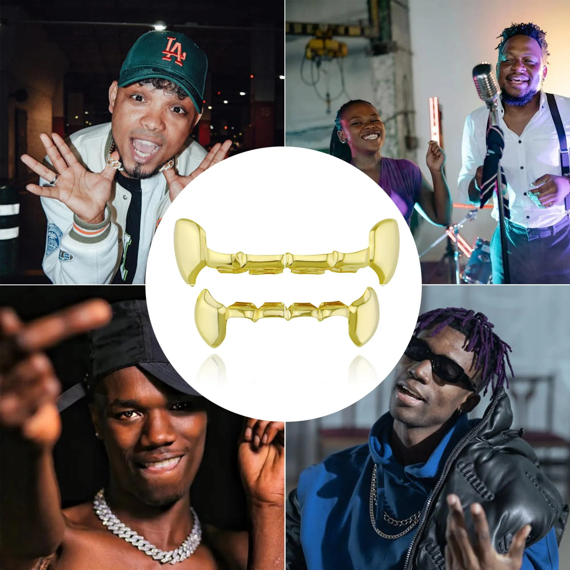 LONGHAO Hip Hop Grillz Set con 2 Stampi in Silicone (Oro 2) - immagine 7