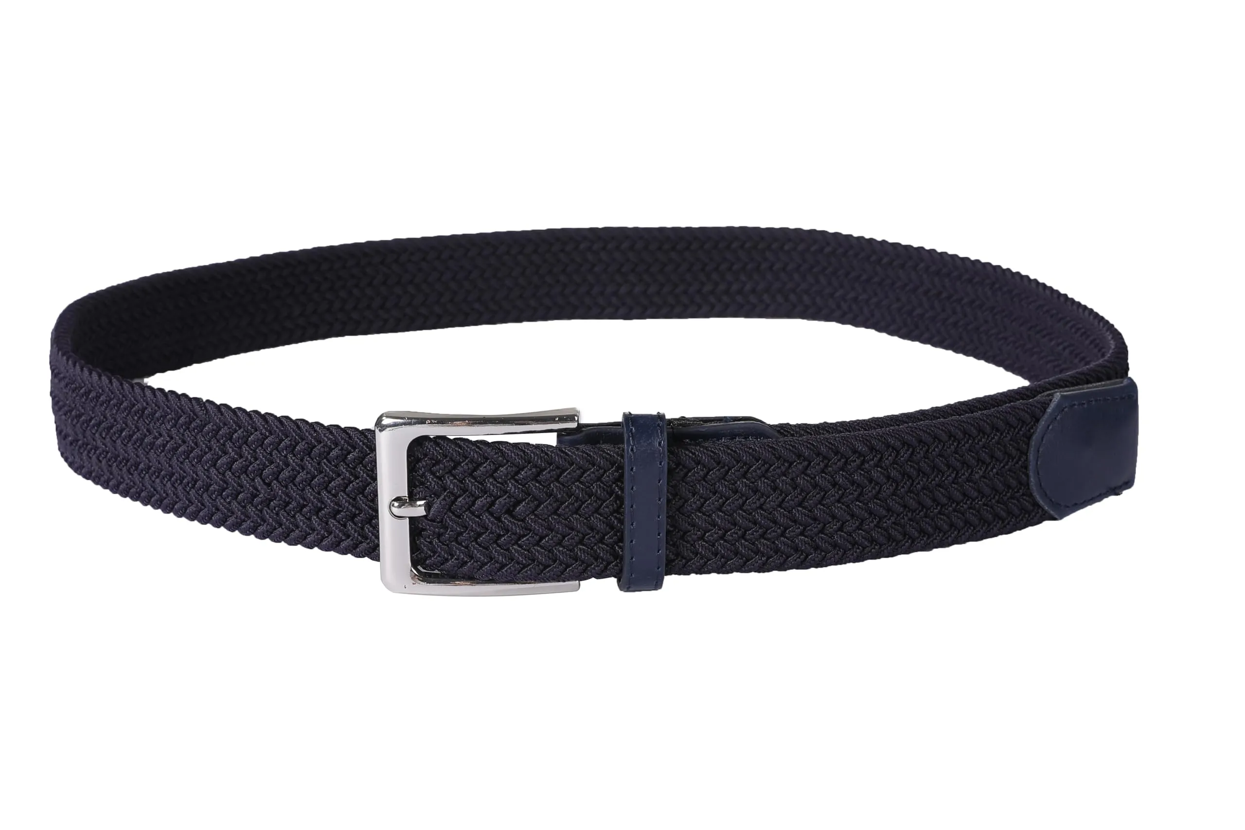 Bella Accessori Cintura Elastica Intrecciata Unisex con Fibbia in Lega di Zinco, Blu Scuro, 100-145cm - immagine 5