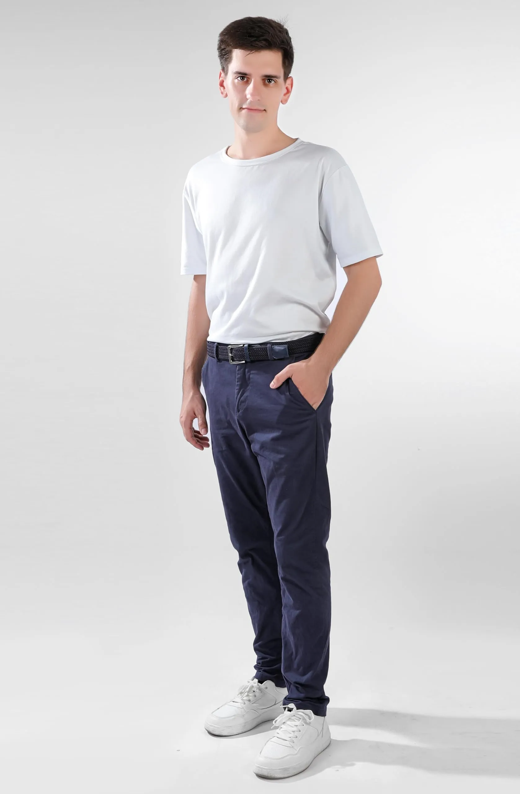 Bella Accessori Cintura Elastica Intrecciata Unisex con Fibbia in Lega di Zinco, Blu Scuro, 100-145cm - immagine 8