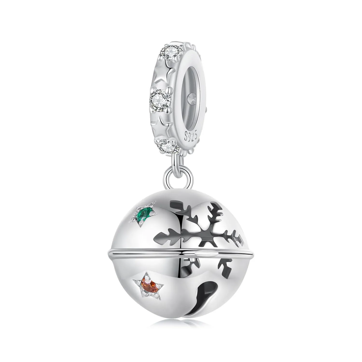 NINGAN Charm Natale in Argento 925 con Zirconia Cubica - Babbo Natale, Fiocchi di Neve e Albero di Natale - immagine 1