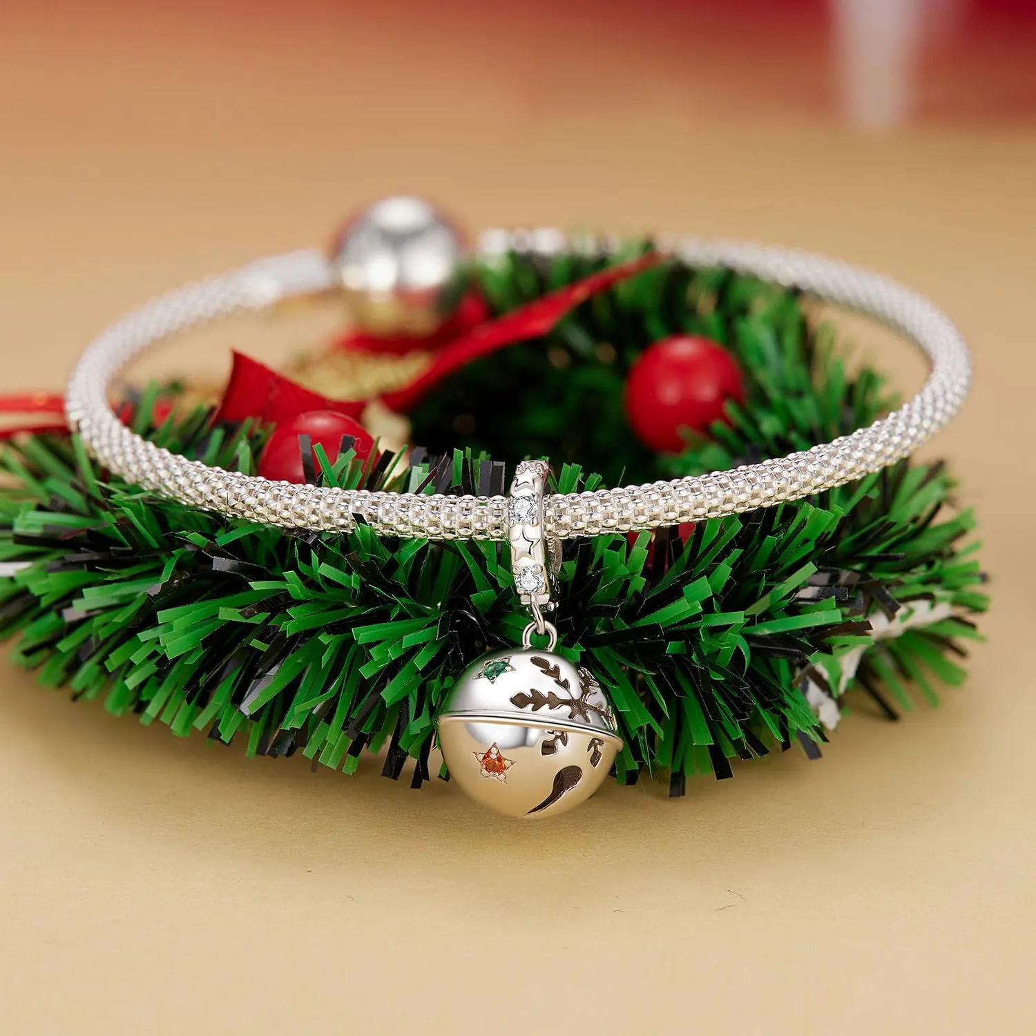 NINGAN Charm Natale in Argento 925 con Zirconia Cubica - Babbo Natale, Fiocchi di Neve e Albero di Natale - immagine 2