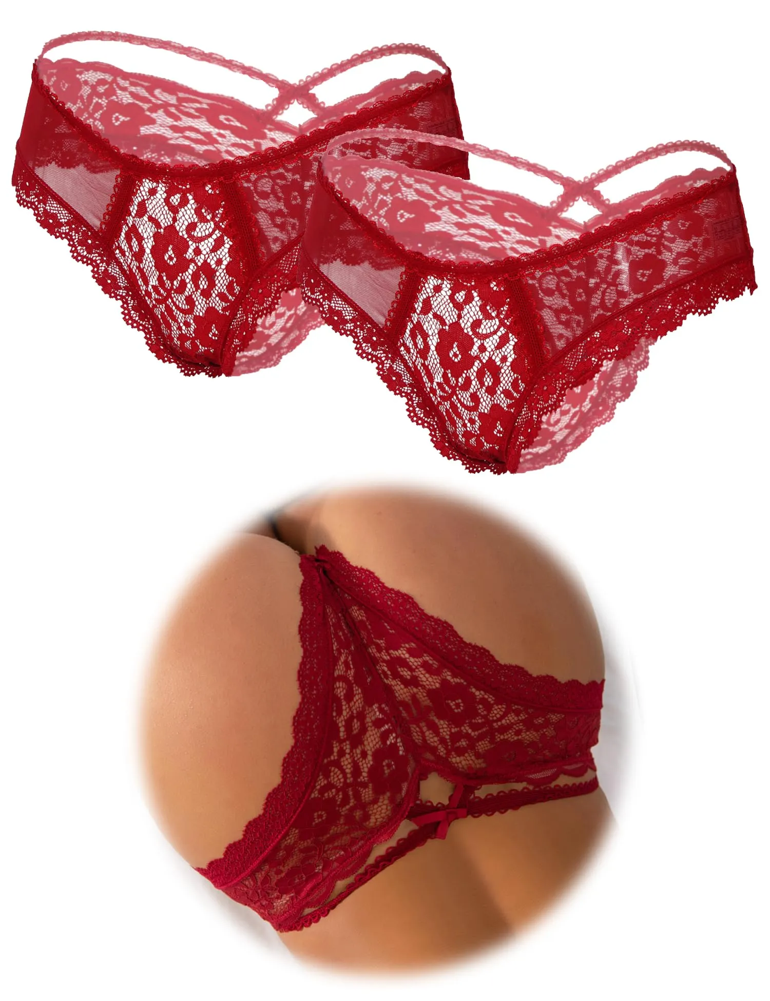 ohmydear Perizoma Donna in Pizzo Vita Bassa, 2 Pezzi - immagine 1
