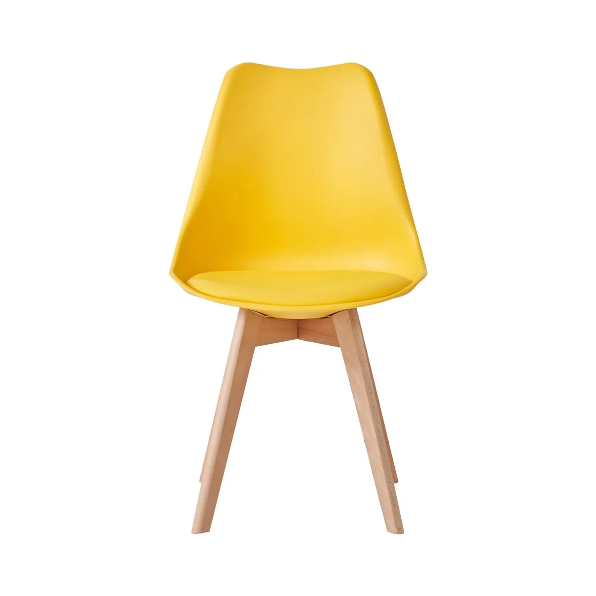 JZGORC Set di 8 Sedie da Pranzo Moderne, Cuscini Imbottiti e Gambe in Legno di Faggio - Giallo - immagine 3