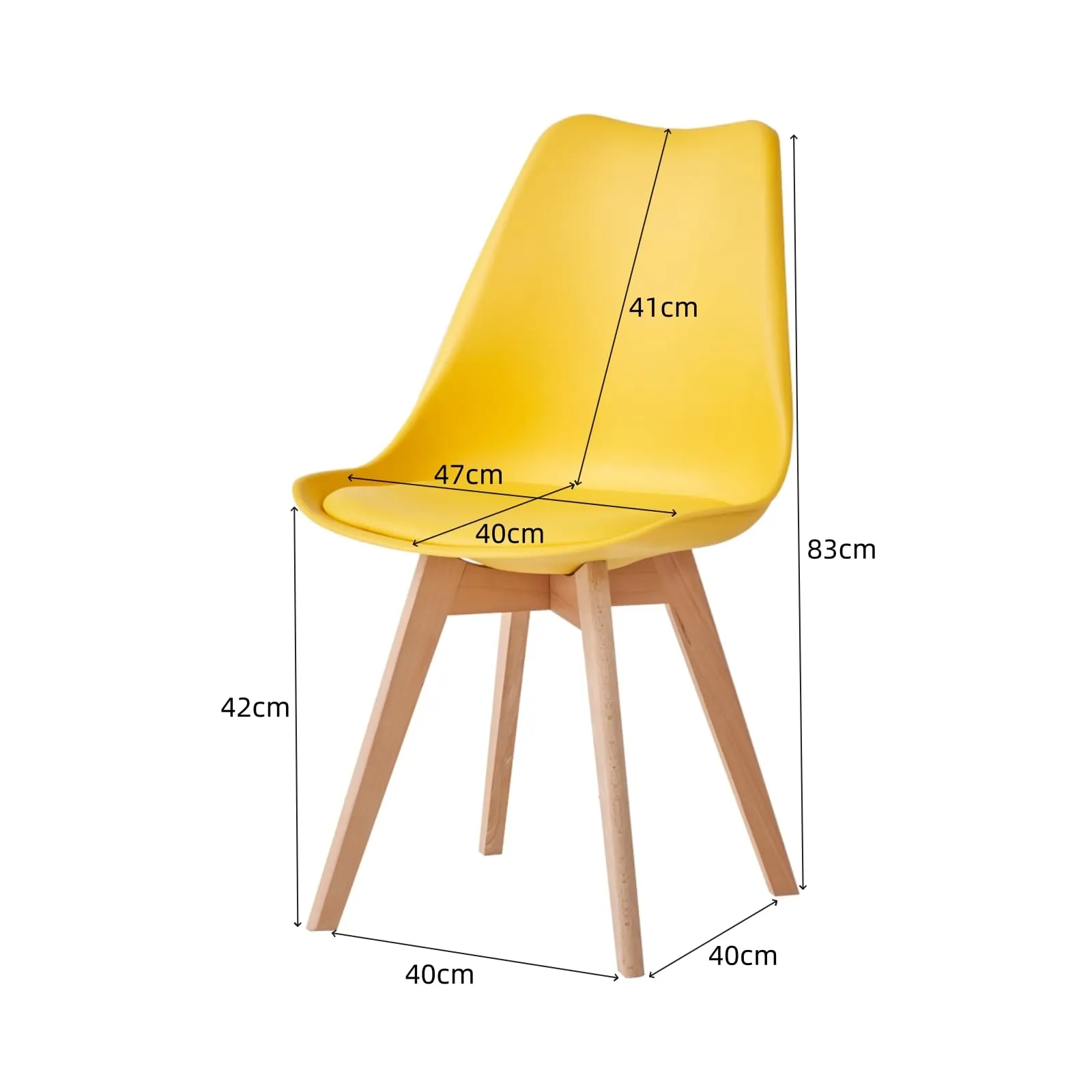 JZGORC Set di 8 Sedie da Pranzo Moderne, Cuscini Imbottiti e Gambe in Legno di Faggio - Giallo - immagine 5